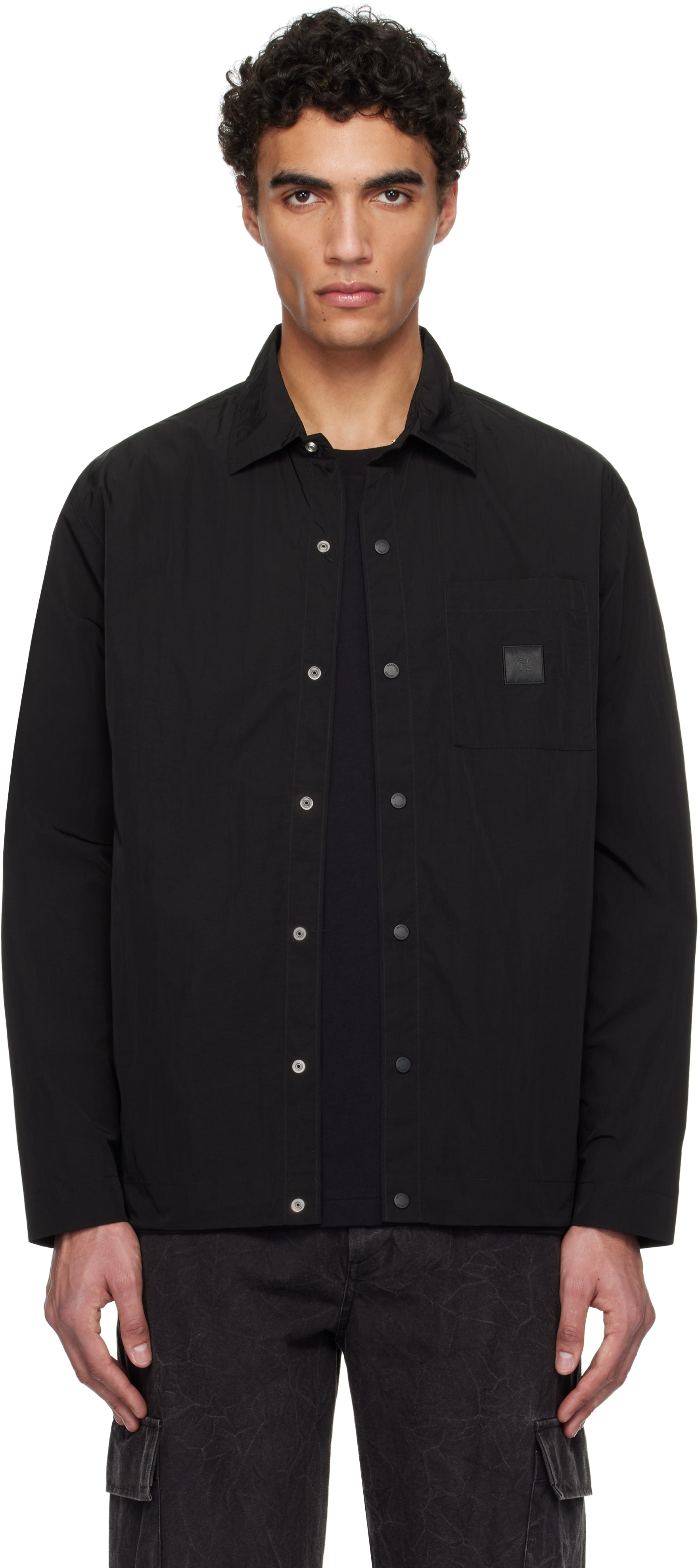 Black Crinkle Nylon Uniform Standard Overshirt