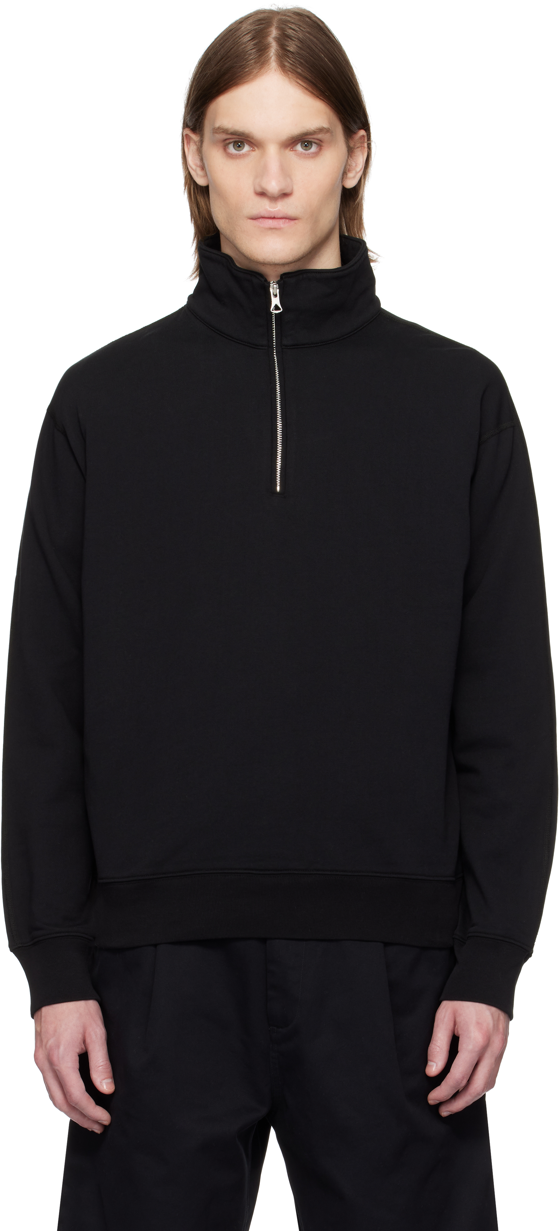 Black Lightweight Terry Quarter Zip Vault Track Jacket