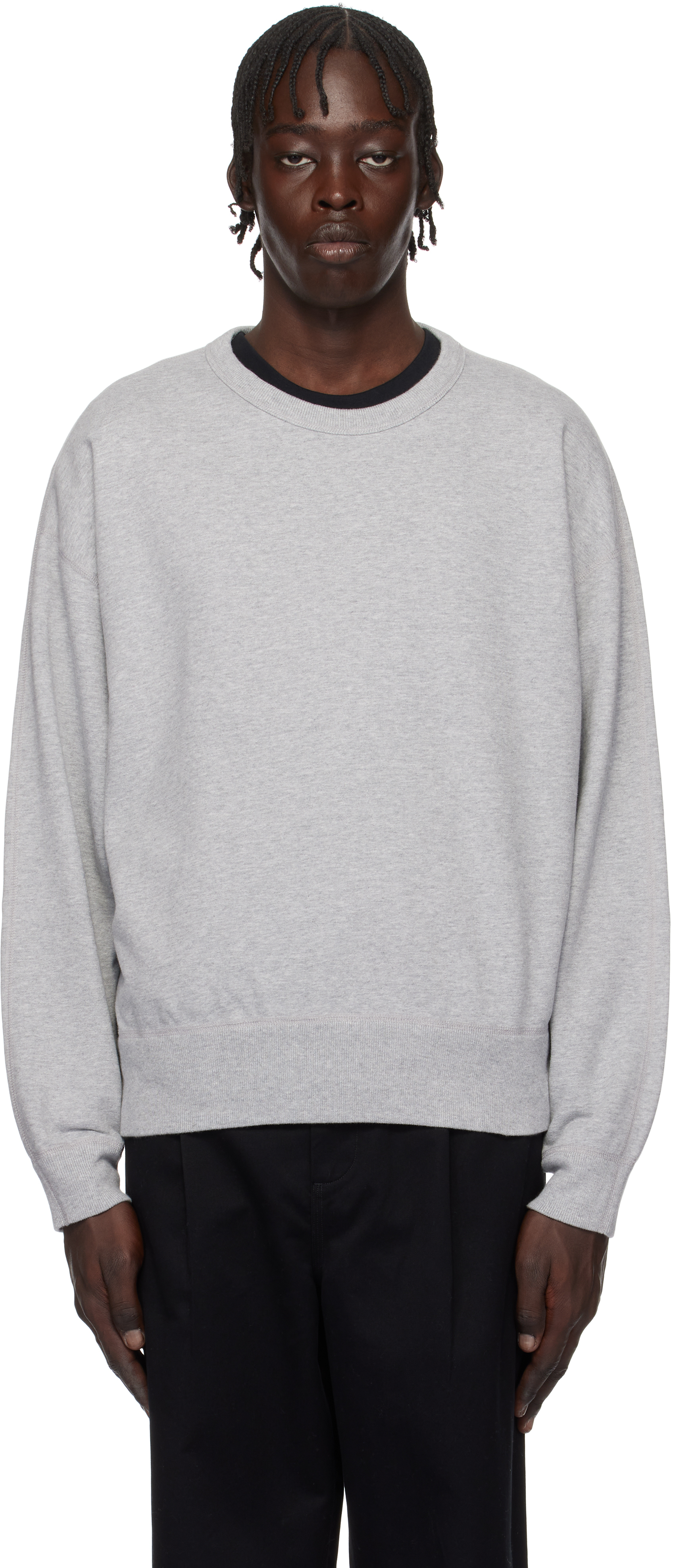Gray Midweight Terry Relaxed Crewneck Sweatshirt
