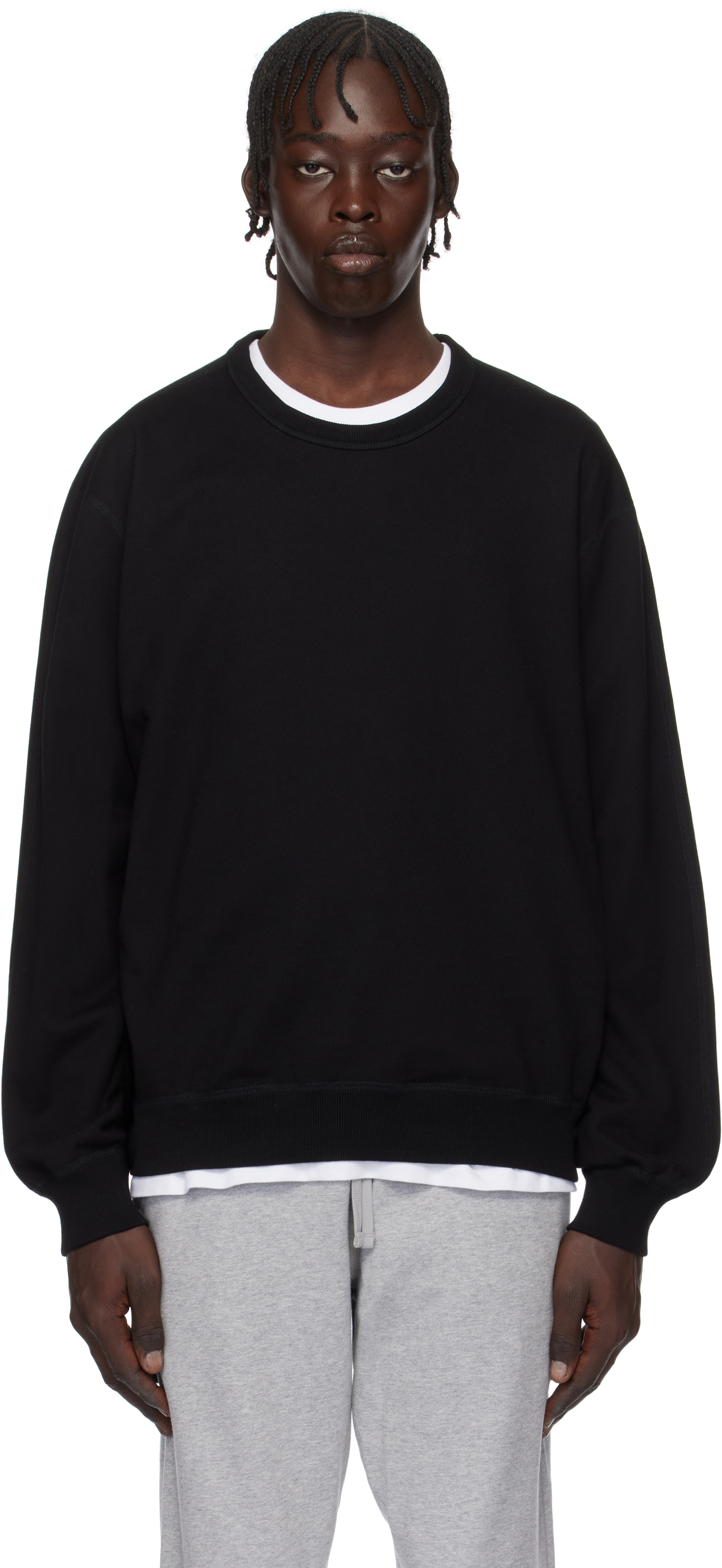 Black Midweight Terry Standard Crewneck Sweatshirt