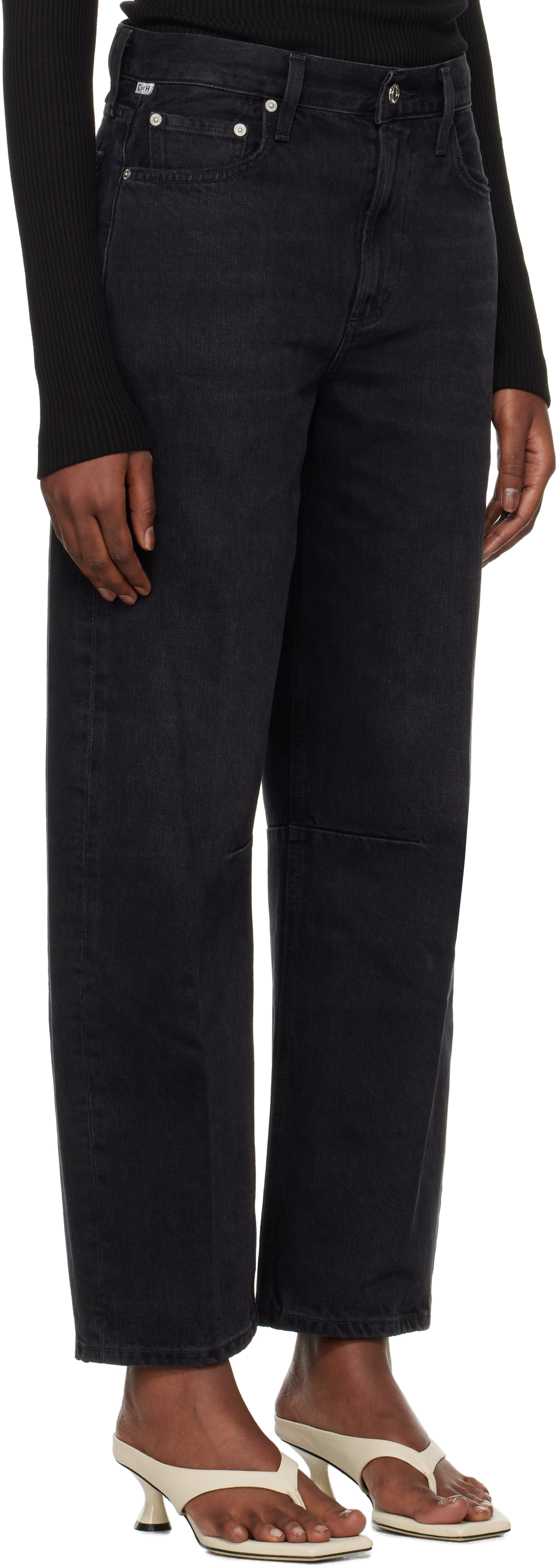 Citizen Of Humanity Citizens Of Humanity Black Horseshoe Wide Jeans In Domino (washed Black