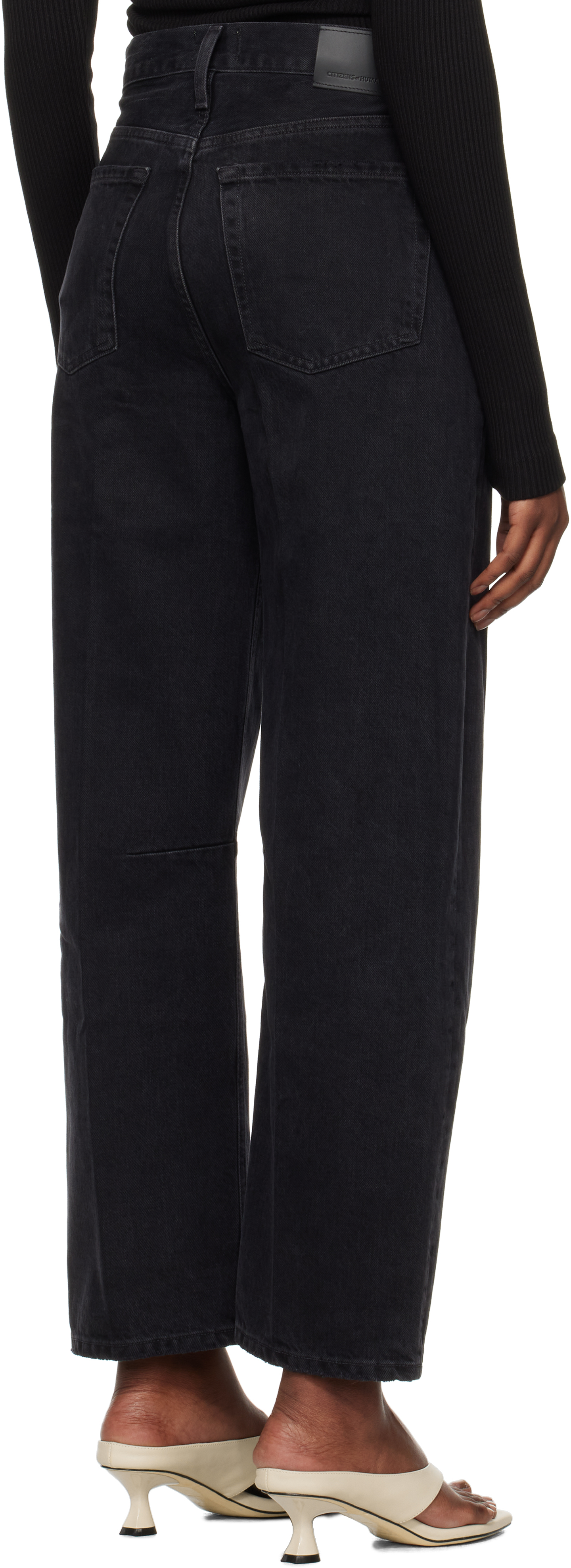 Citizen Of Humanity Citizens Of Humanity Black Horseshoe Wide Jeans In Domino (washed Black