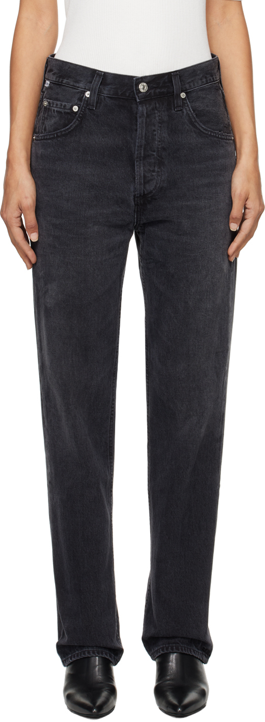 Black Baretta Relaxed Straight Jeans