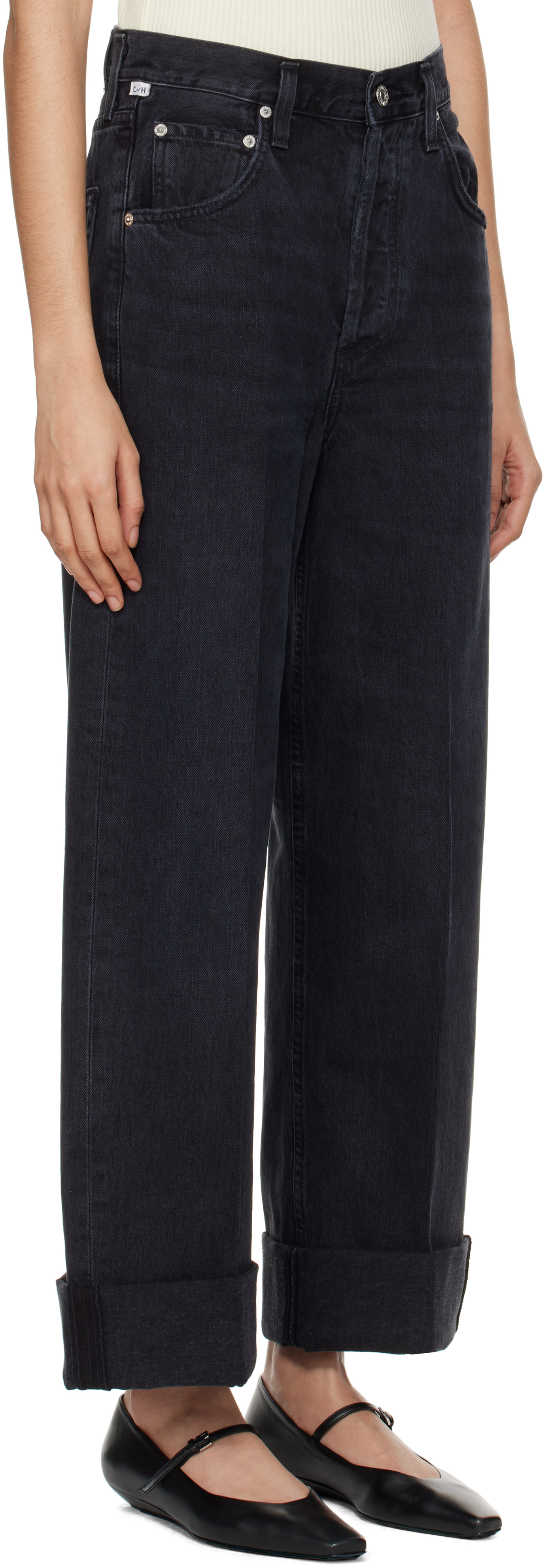 Citizens Of Humanity Navy Ayla Jeans In Voila (washed Black)