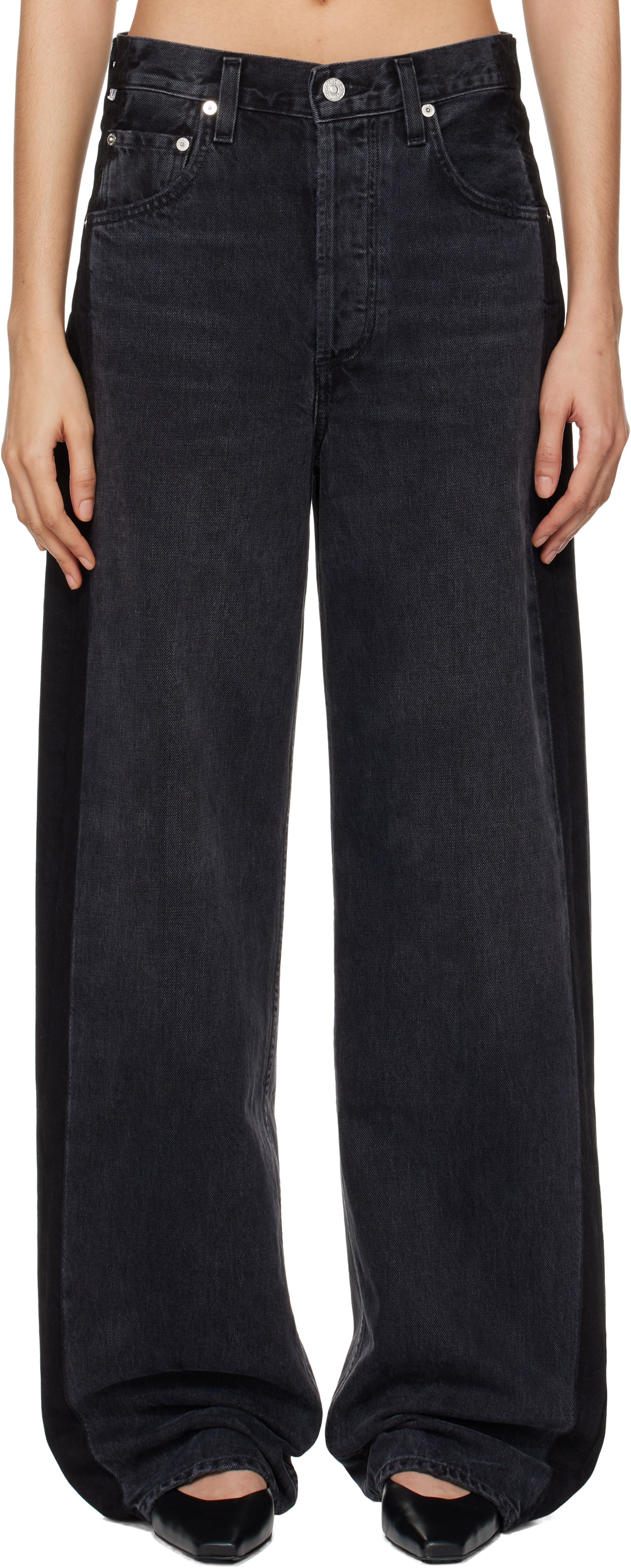 Black Ayla Baggy Tuxedo Stripe Jeans