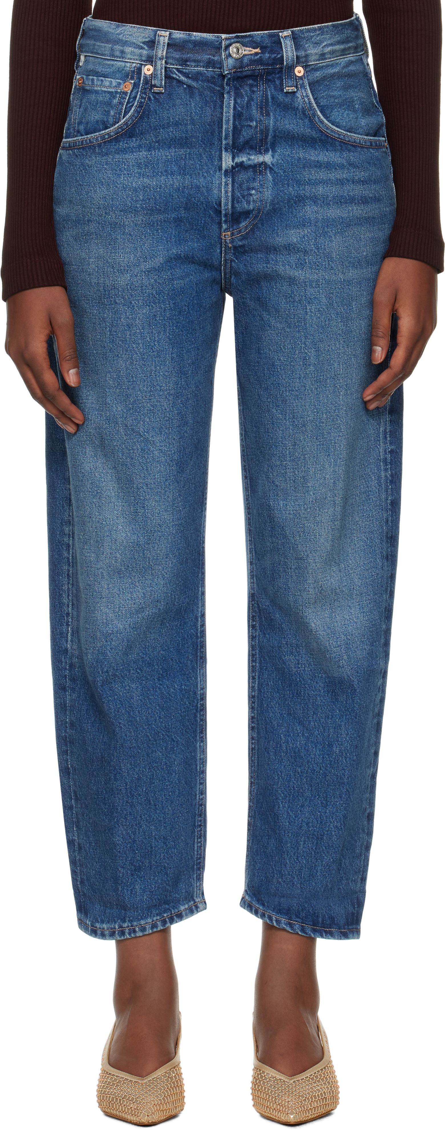 Citizens Of Humanity Blue Dahlia Bow Leg Baby Roll Jeans In Claremont