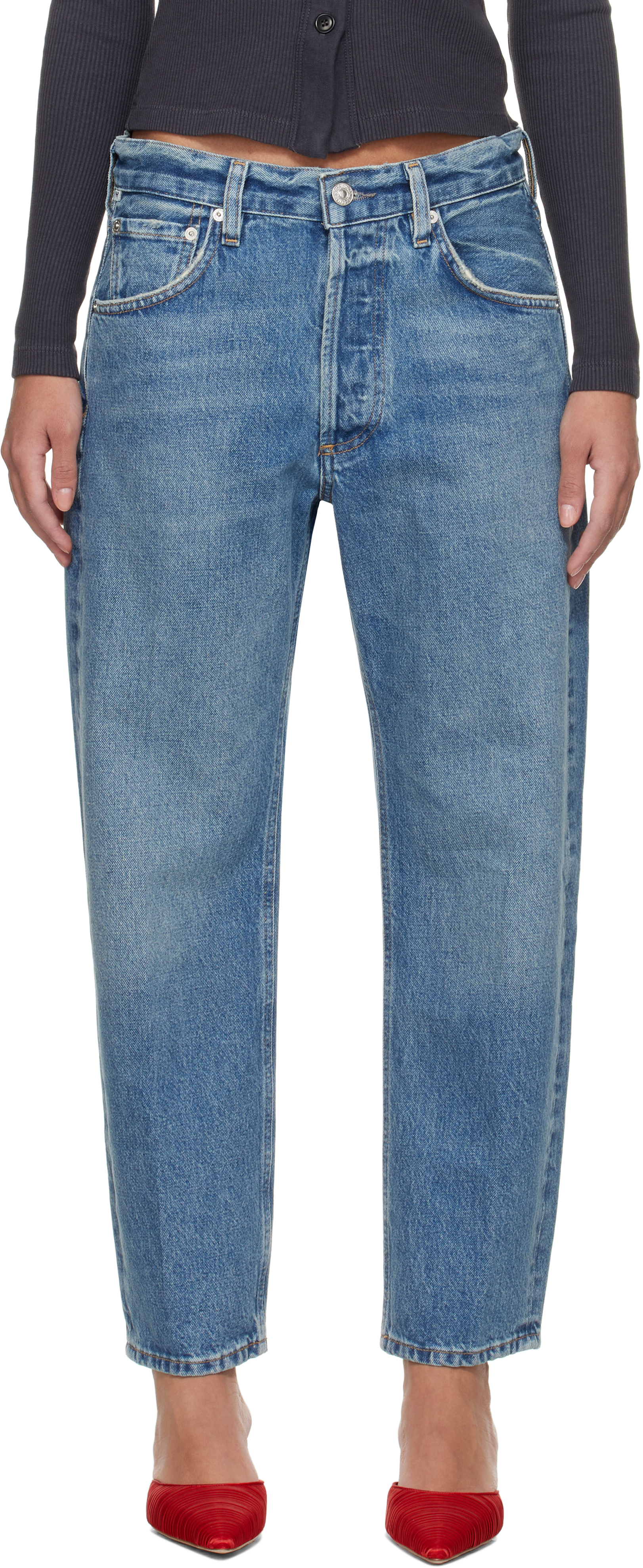 Blue Winslow Cropped Boyfriend Jeans