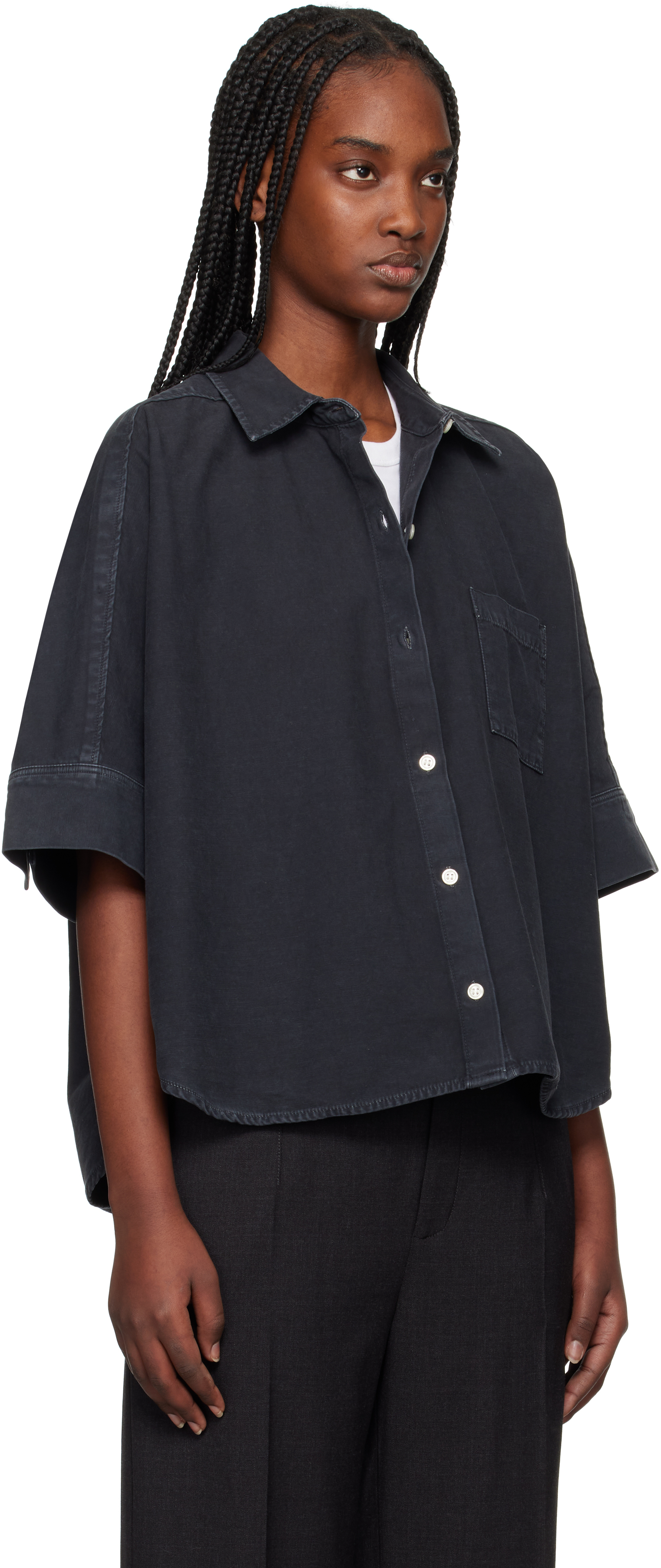 Citizen Of Humanity Black Claire Origami Shirt In Washed Black