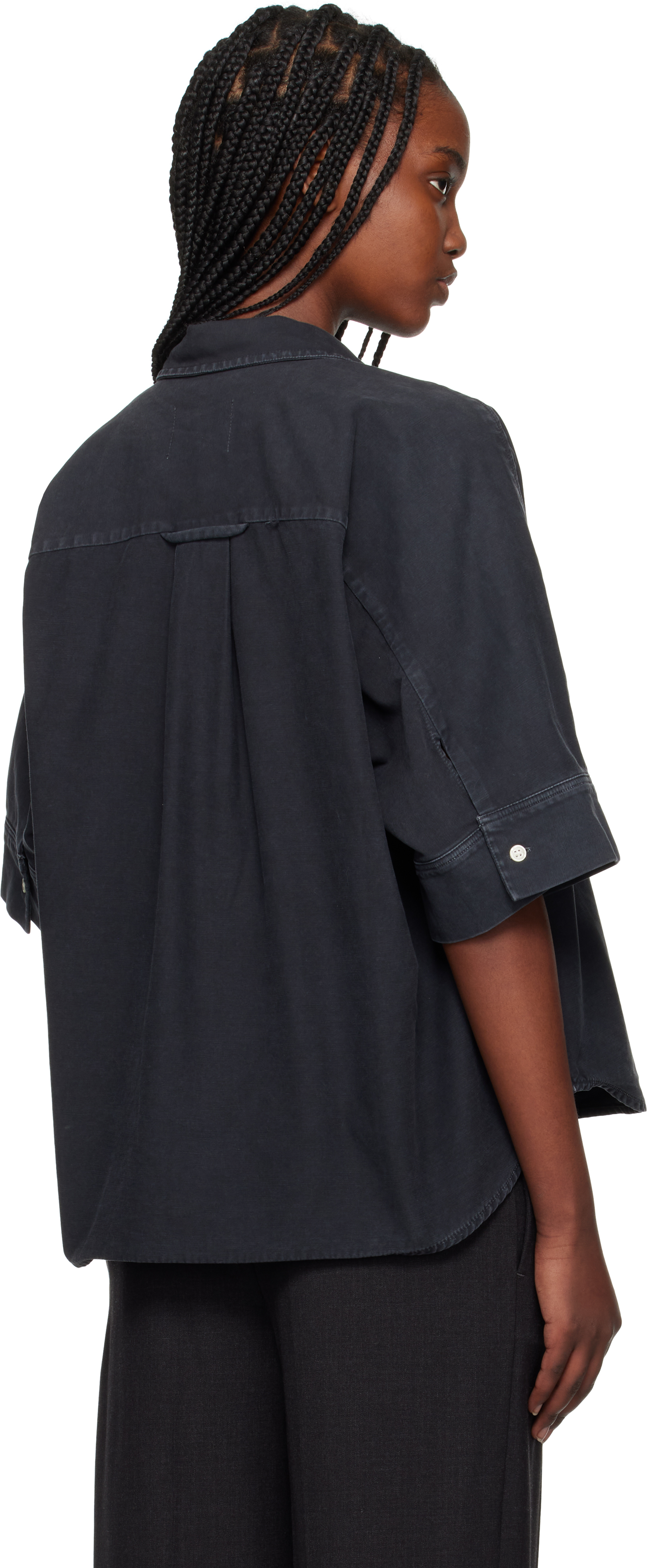 Citizen Of Humanity Black Claire Origami Shirt In Washed Black