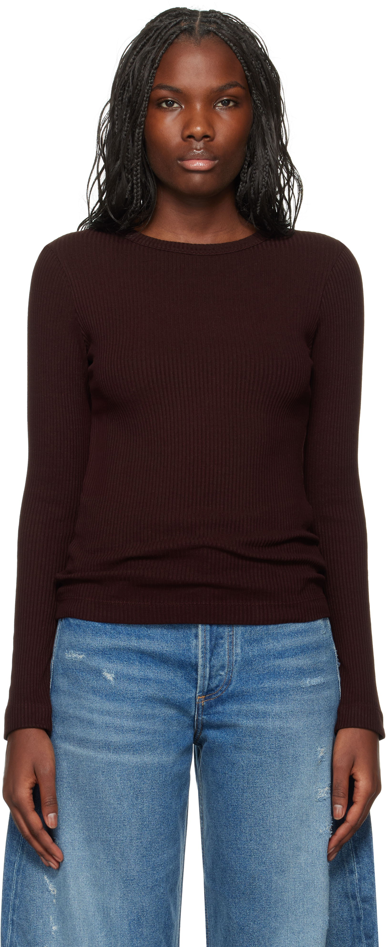 Shop Citizens Of Humanity Burgundy Bina Crewneck T-shirt