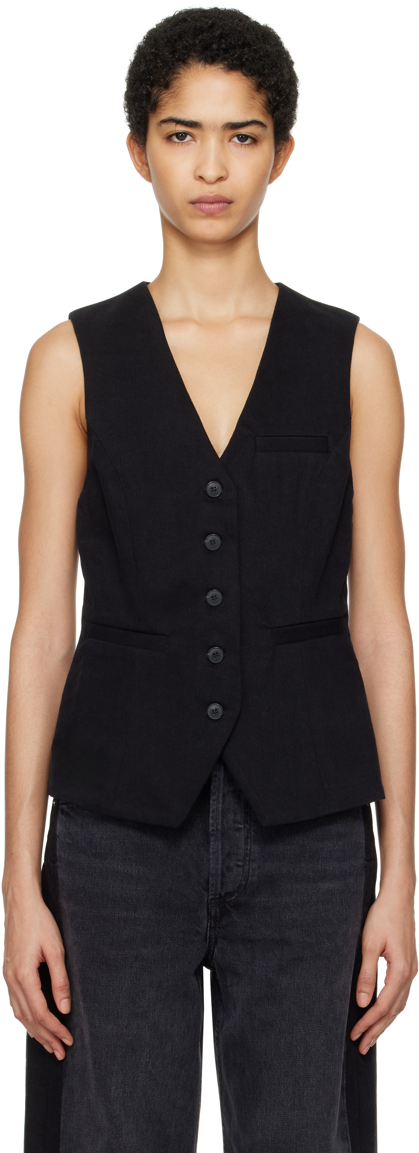 Black Jasmin Long Denim Vest