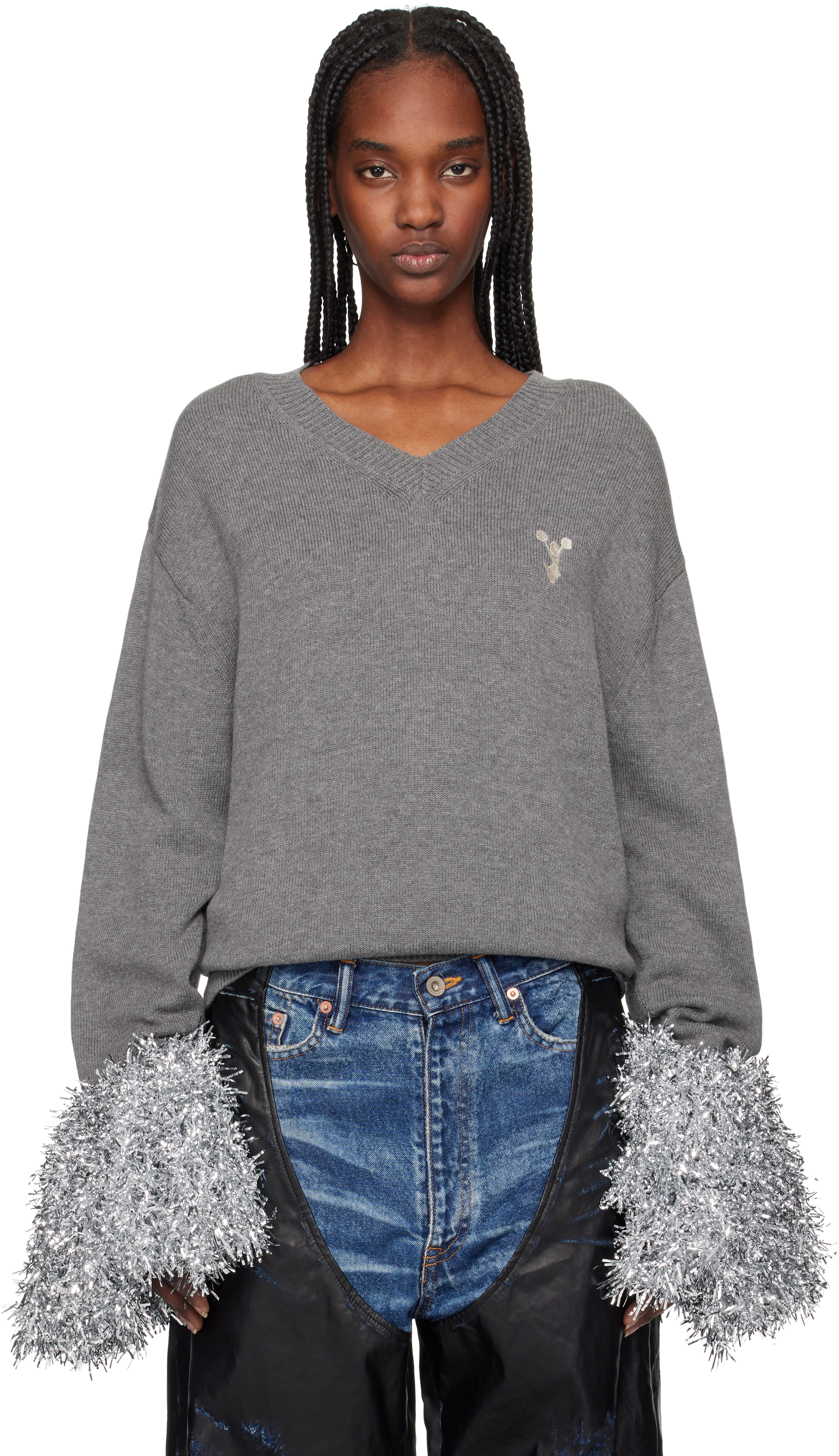 トップス Doublet - CHEERLEADING POMPON CARDIGAN doublet: Tan Cheerleading Pompon Sweater | SSENSE
