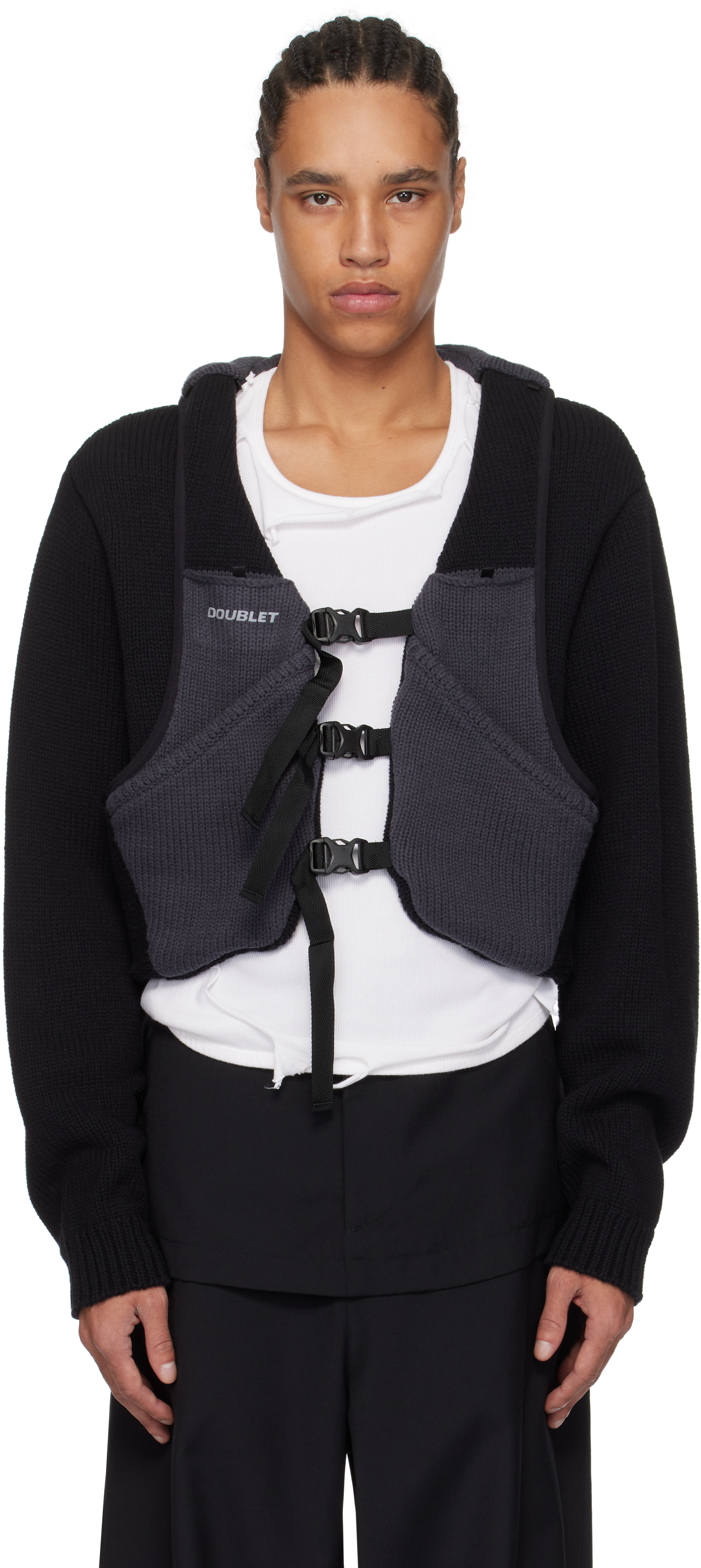 Black 
Gray Trail Vest Cardigan