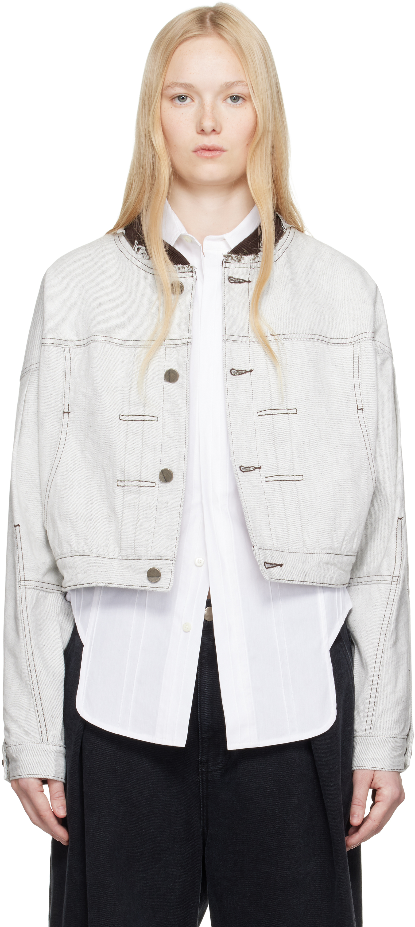 ADER ERROR WHITE 1601 TRUCKER DENIM JACKET