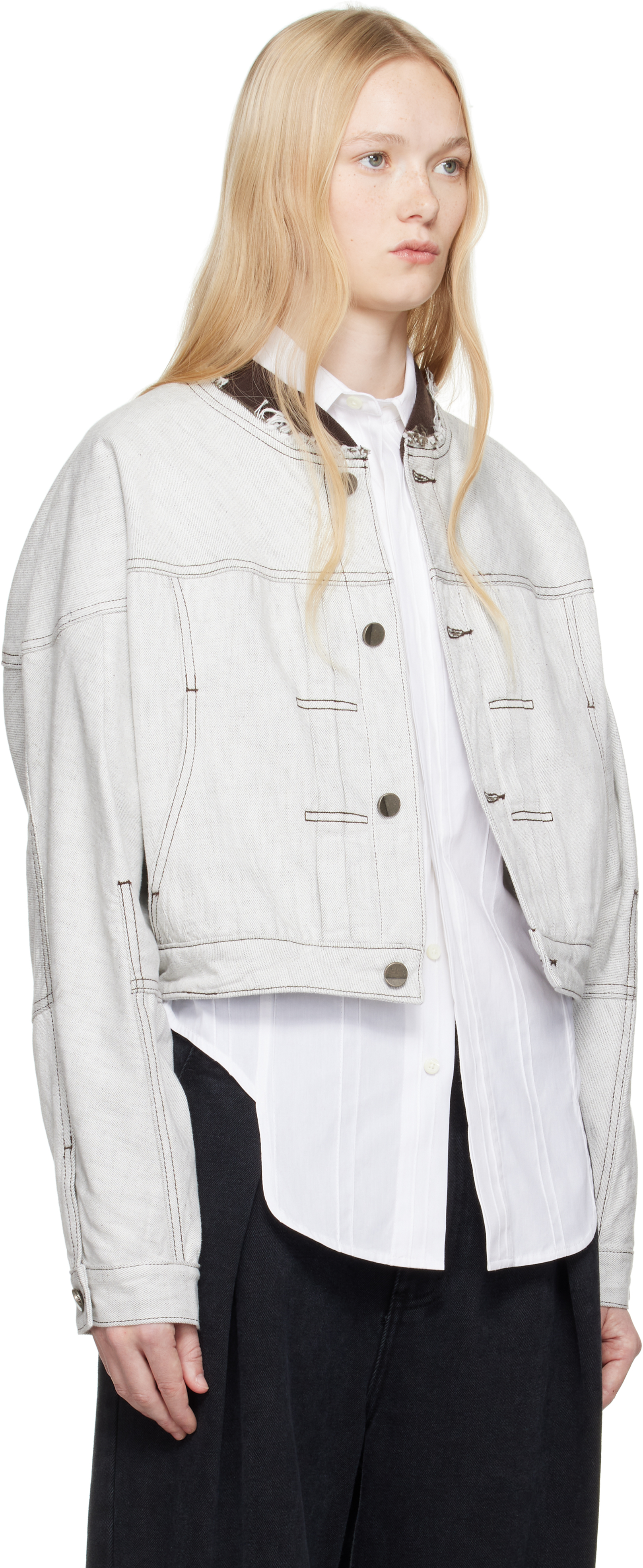 ADER ERROR WHITE 1601 TRUCKER DENIM JACKET