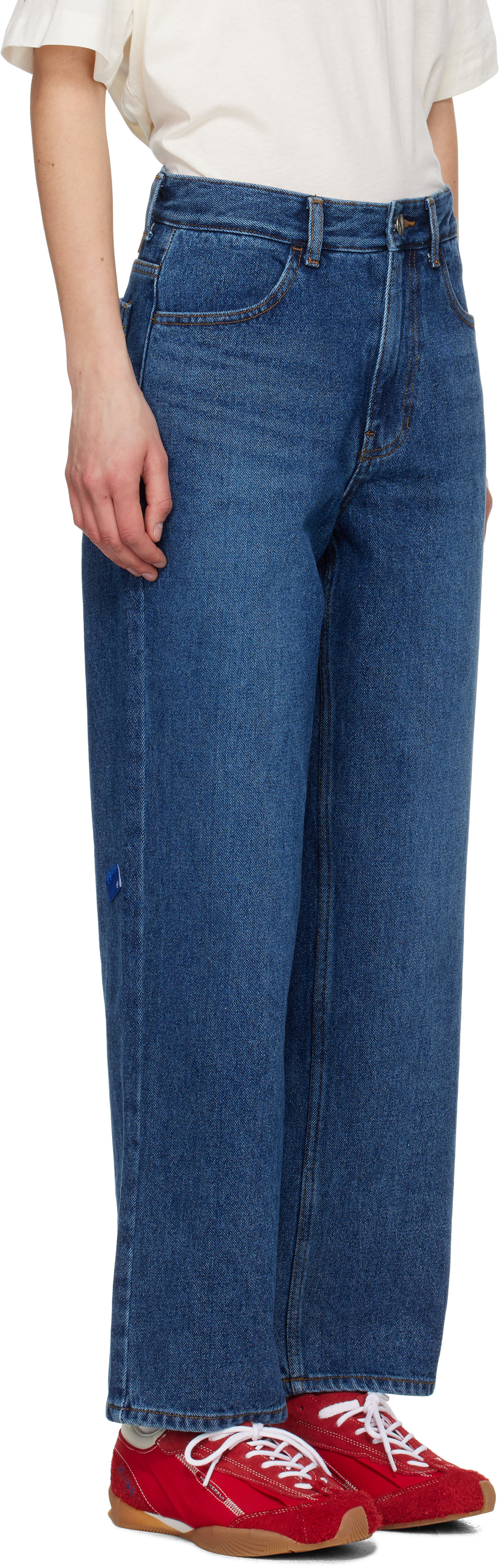 Ader Error Navy Faded Jeans In Blue