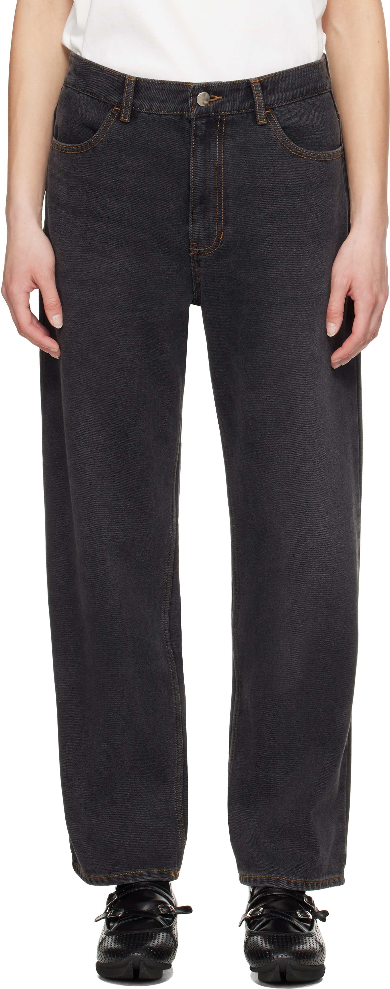 Ader Error Black Sig; Trs Tag 01 Jeans In Noir