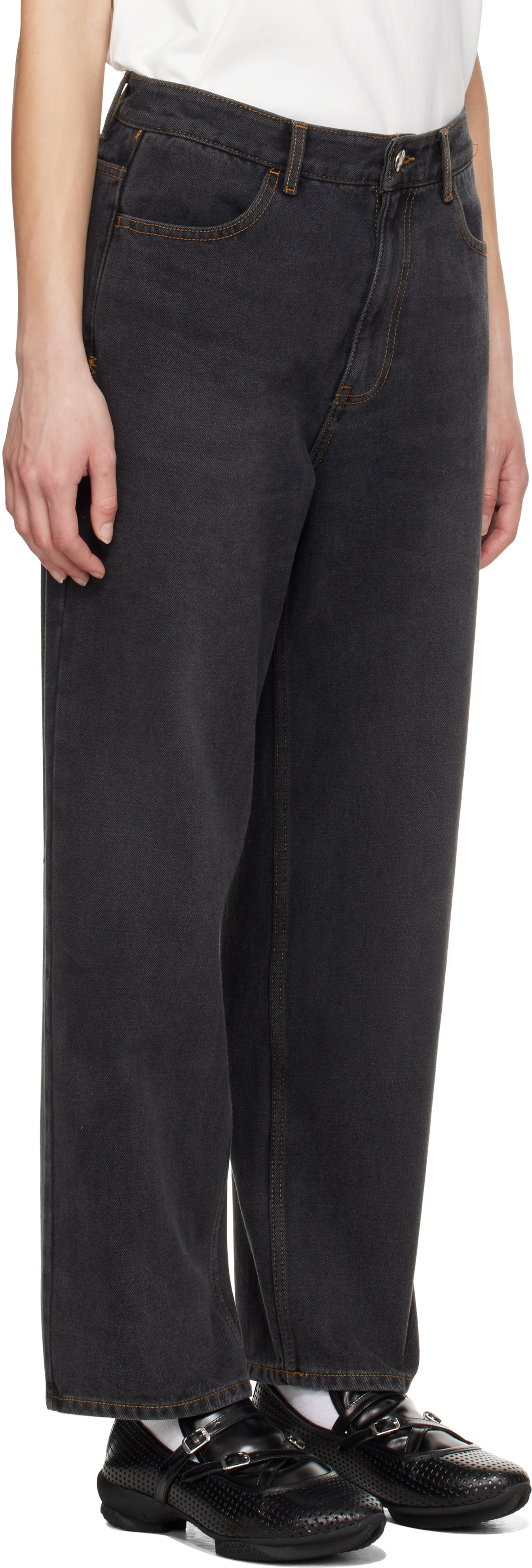 Ader Error Black Sig; Trs Tag 01 Jeans In Noir