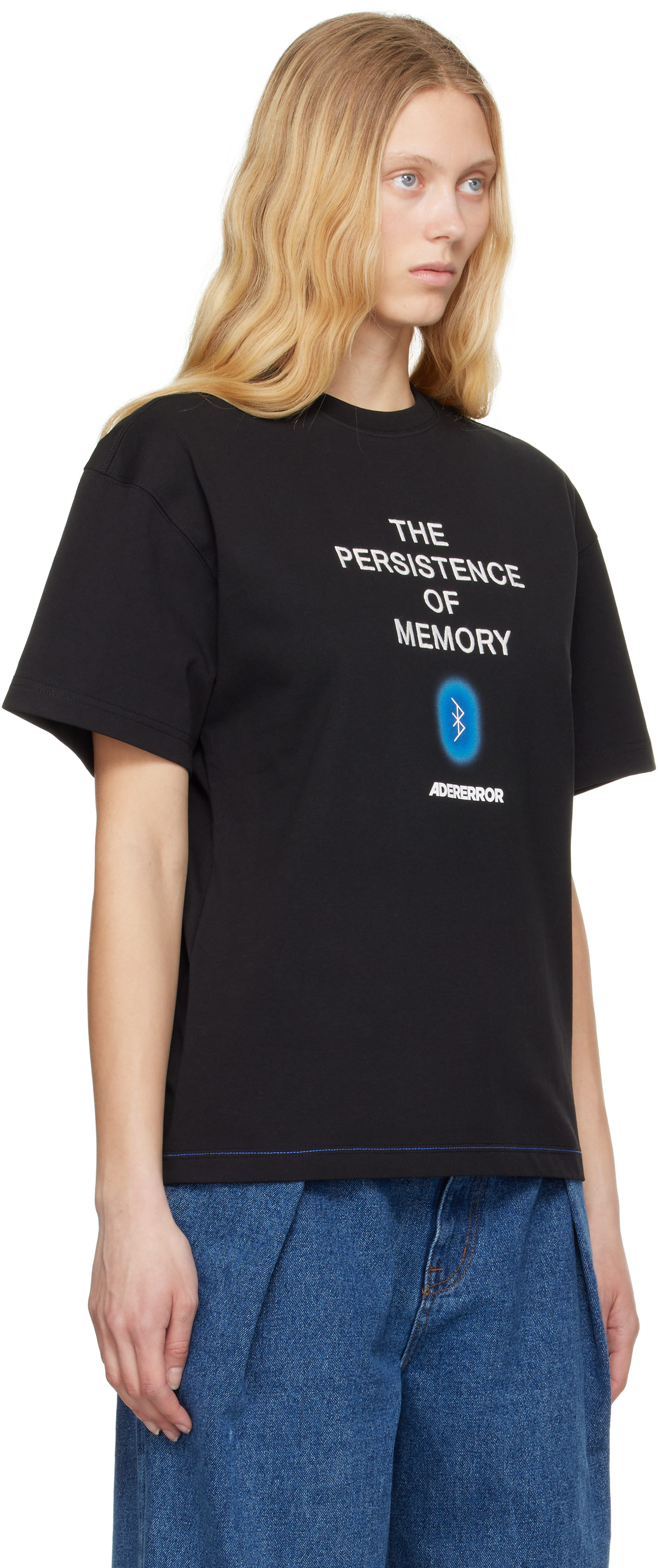 Ader Error Black Blue Net Product. 49 T-shirt In Black