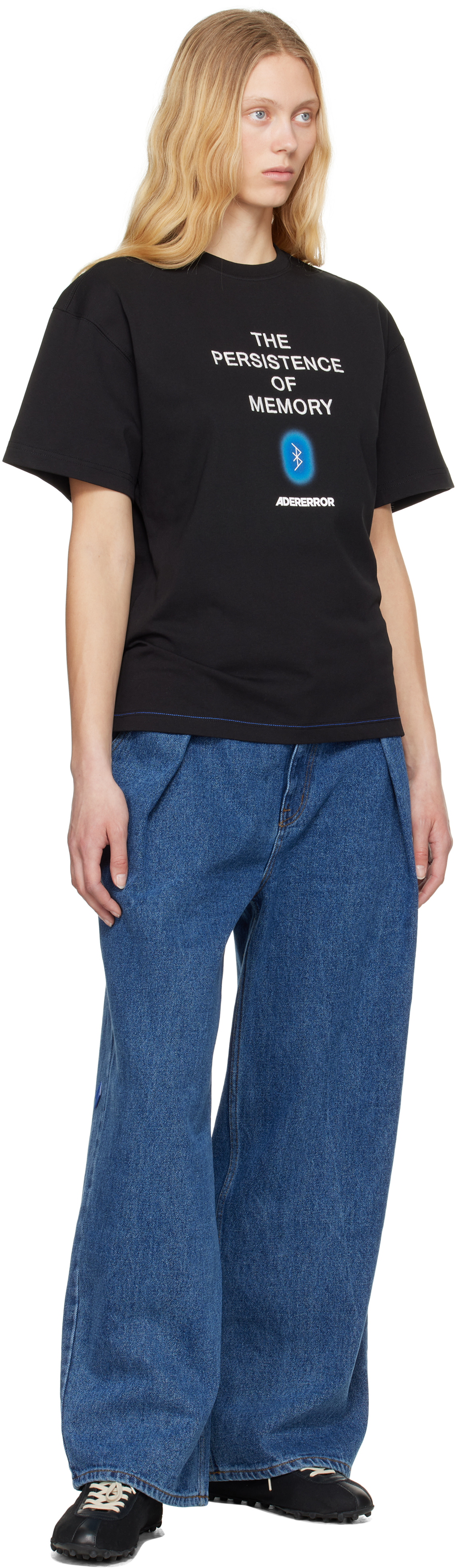 Ader Error Black Blue Net Product. 49 T-shirt In Black
