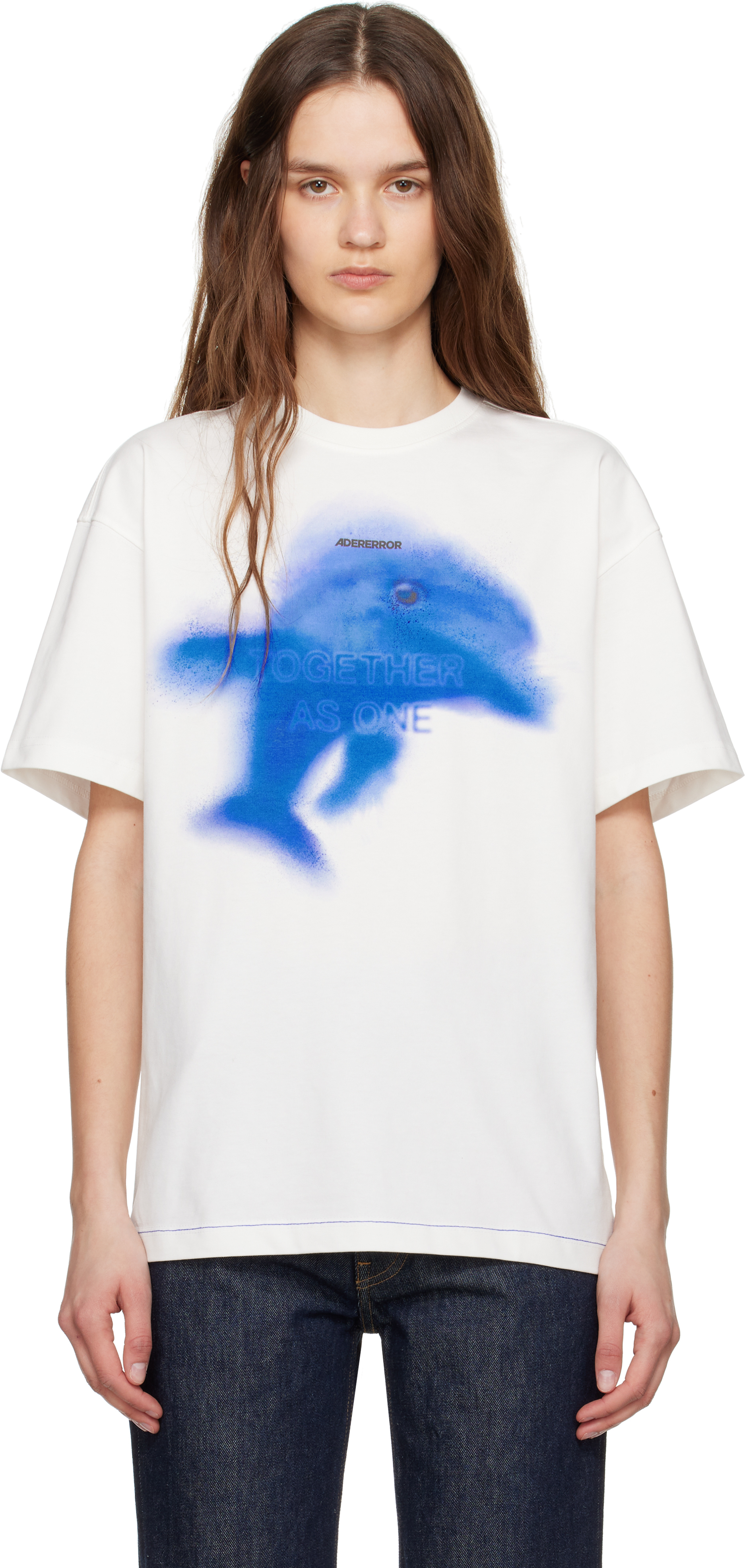 ★Ader Error★ Graphic T-Shirt - Off White ◆送料・関税込◆ Ader Error White Blue Net Product. 49 T-shirt In Off White