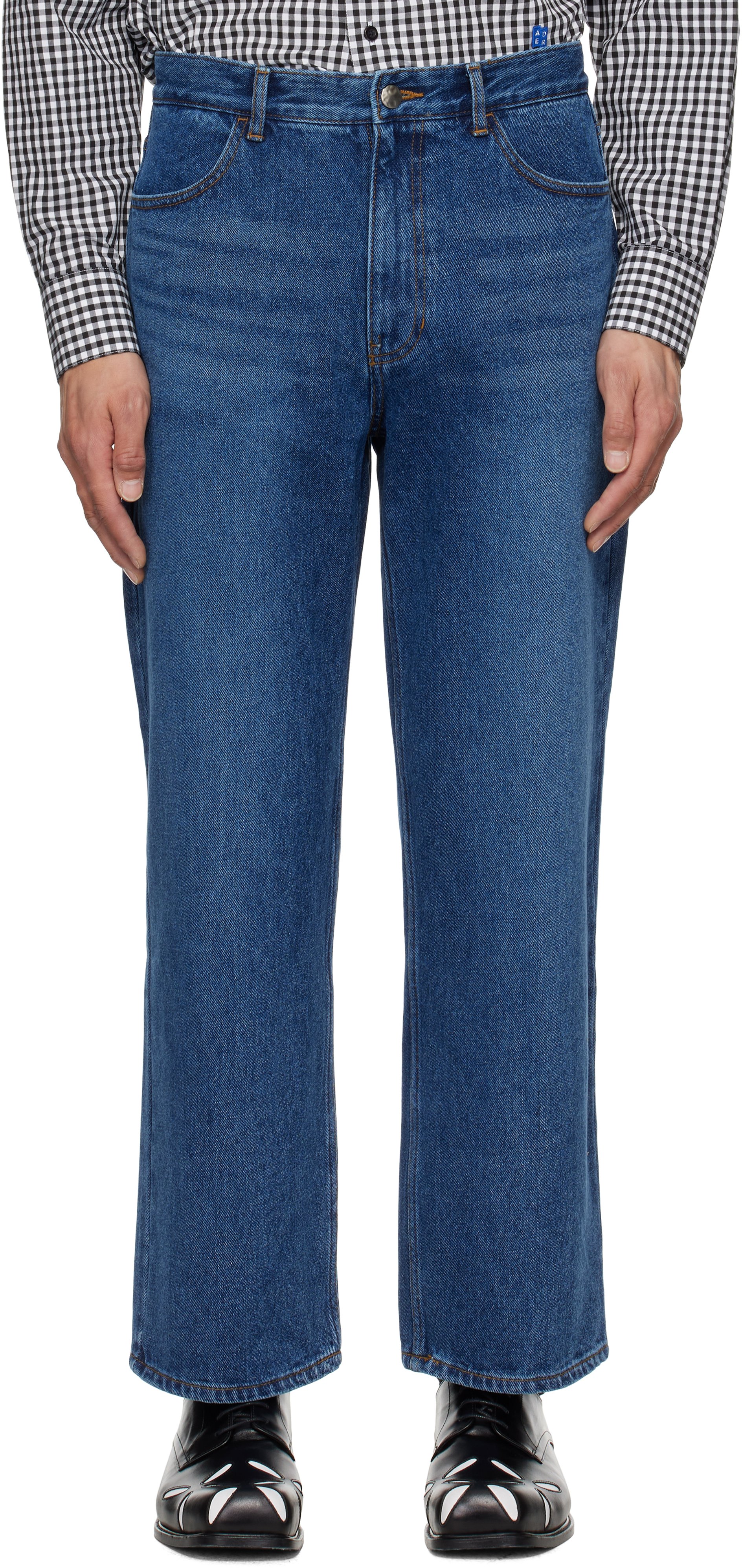 Ader Error Jeans With Belt Loops In Blue
