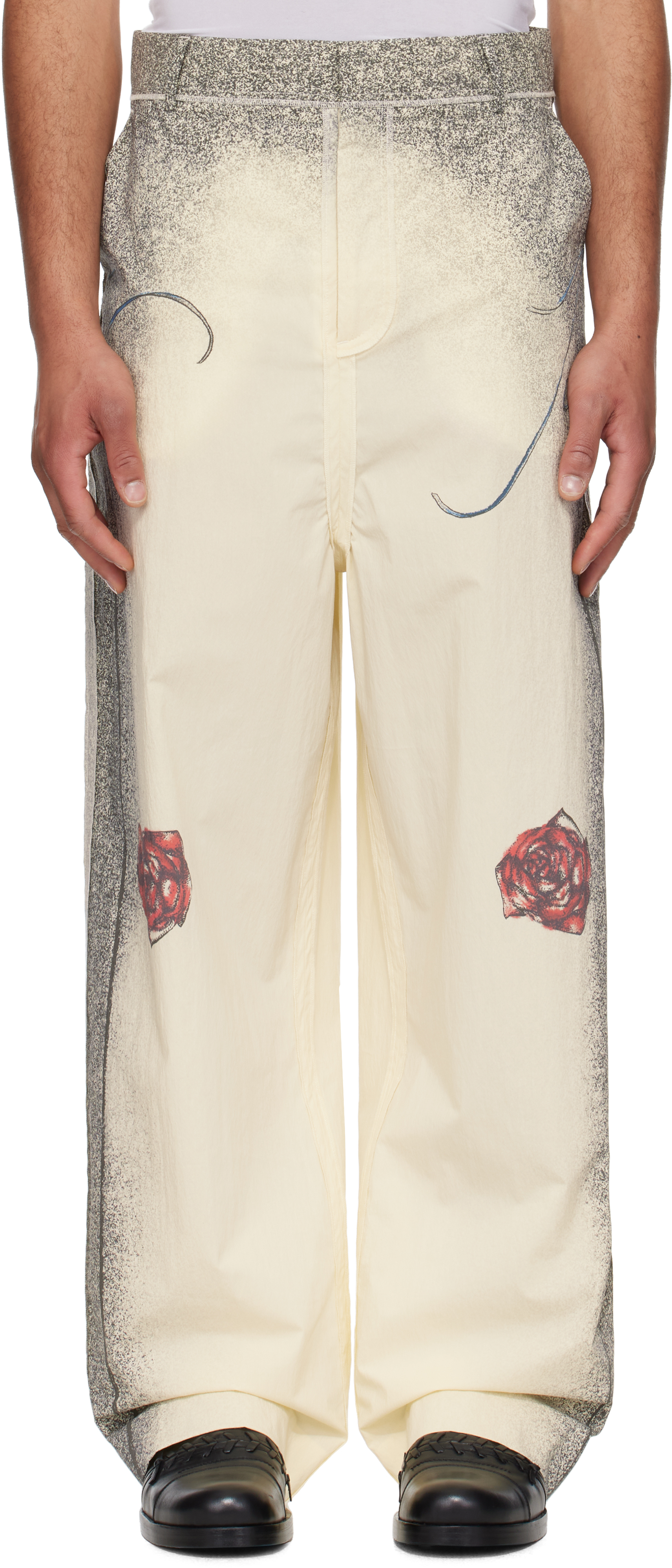 Beige 'The Multi-Tattoo' Suit Trousers by Jean Paul Gaultier on Sale