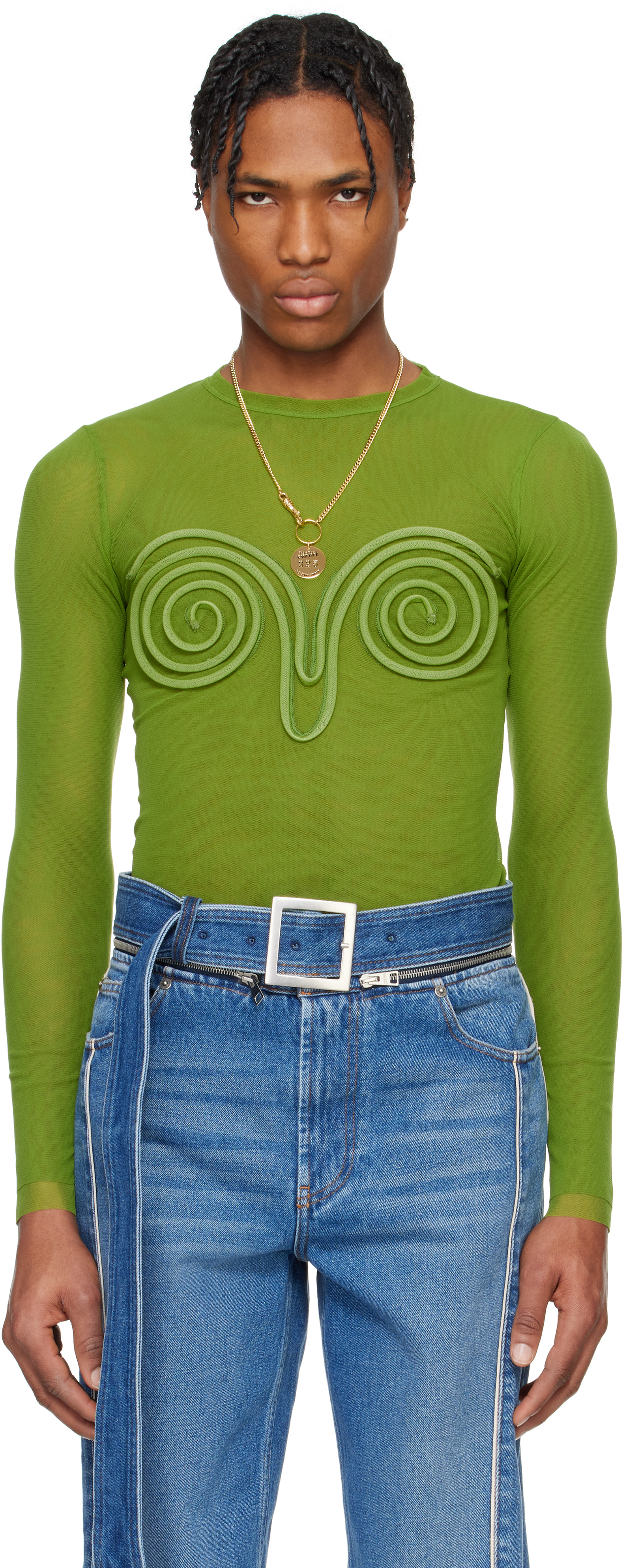 Green 'The 3D Spirale' T-shirt by Jean Paul Gaultier on Sale