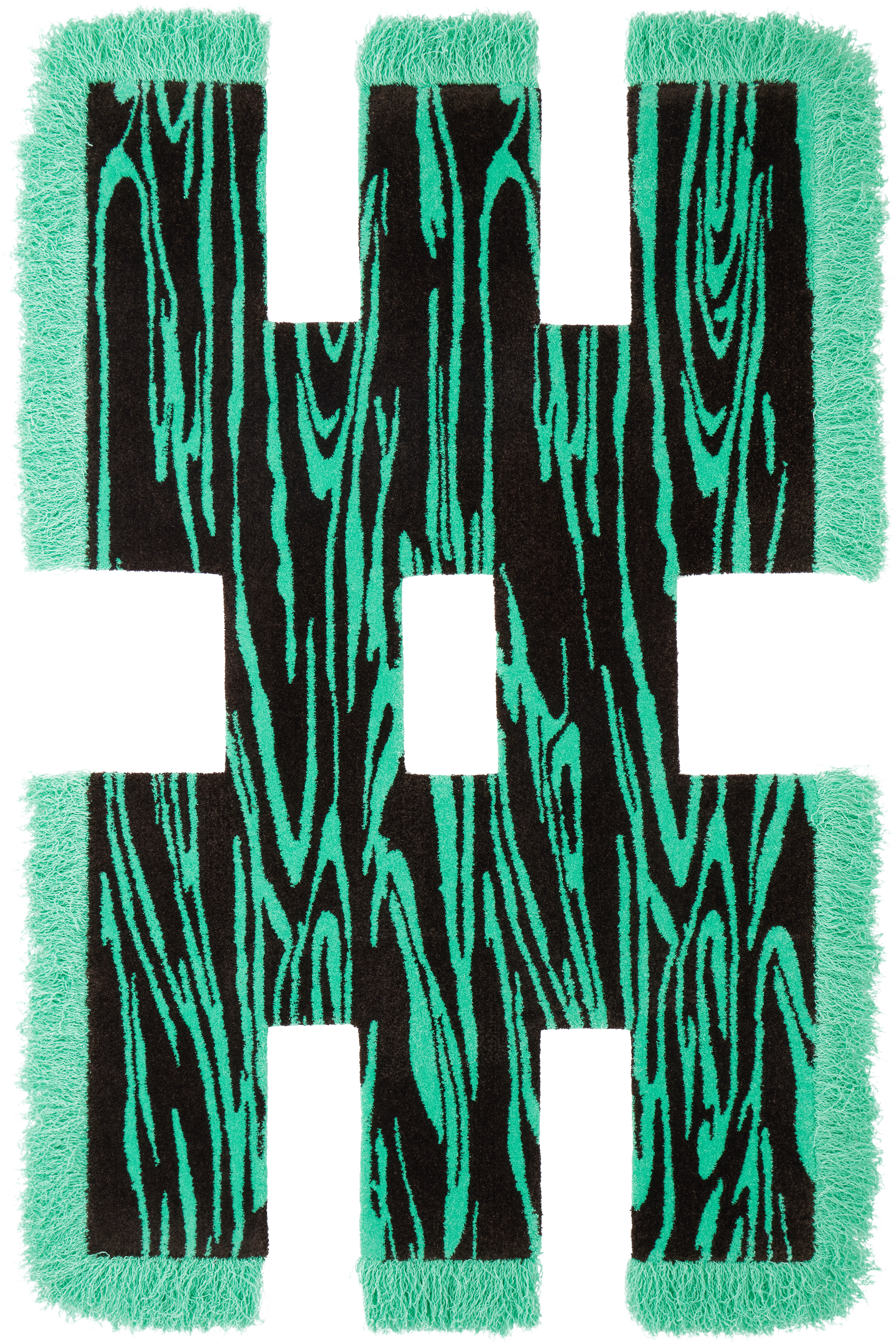 Okej Blue & Black Small Rowdy Rug In Dark Wood