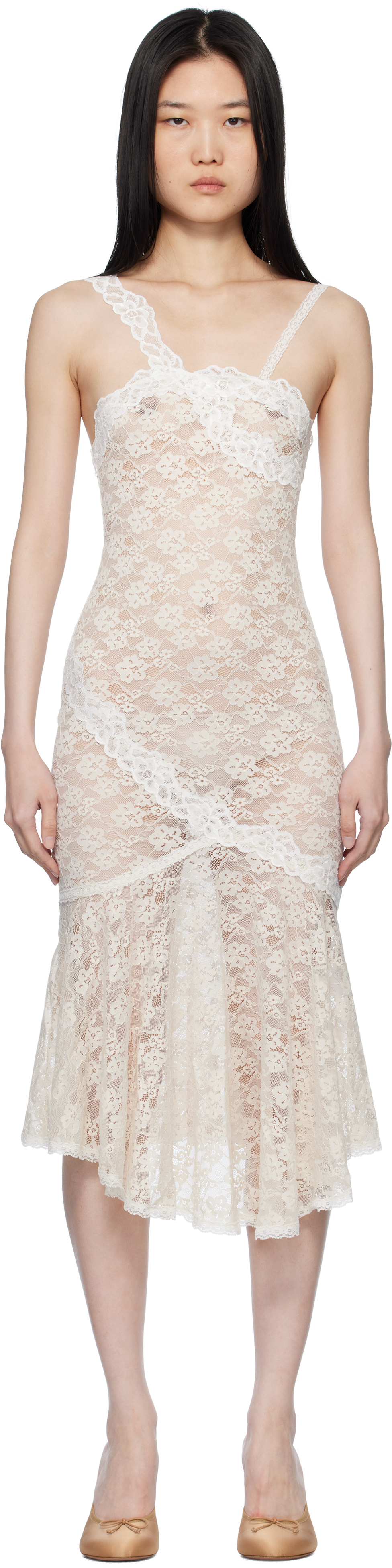 SSENSE Exclusive Off-White Lace Midi Dress