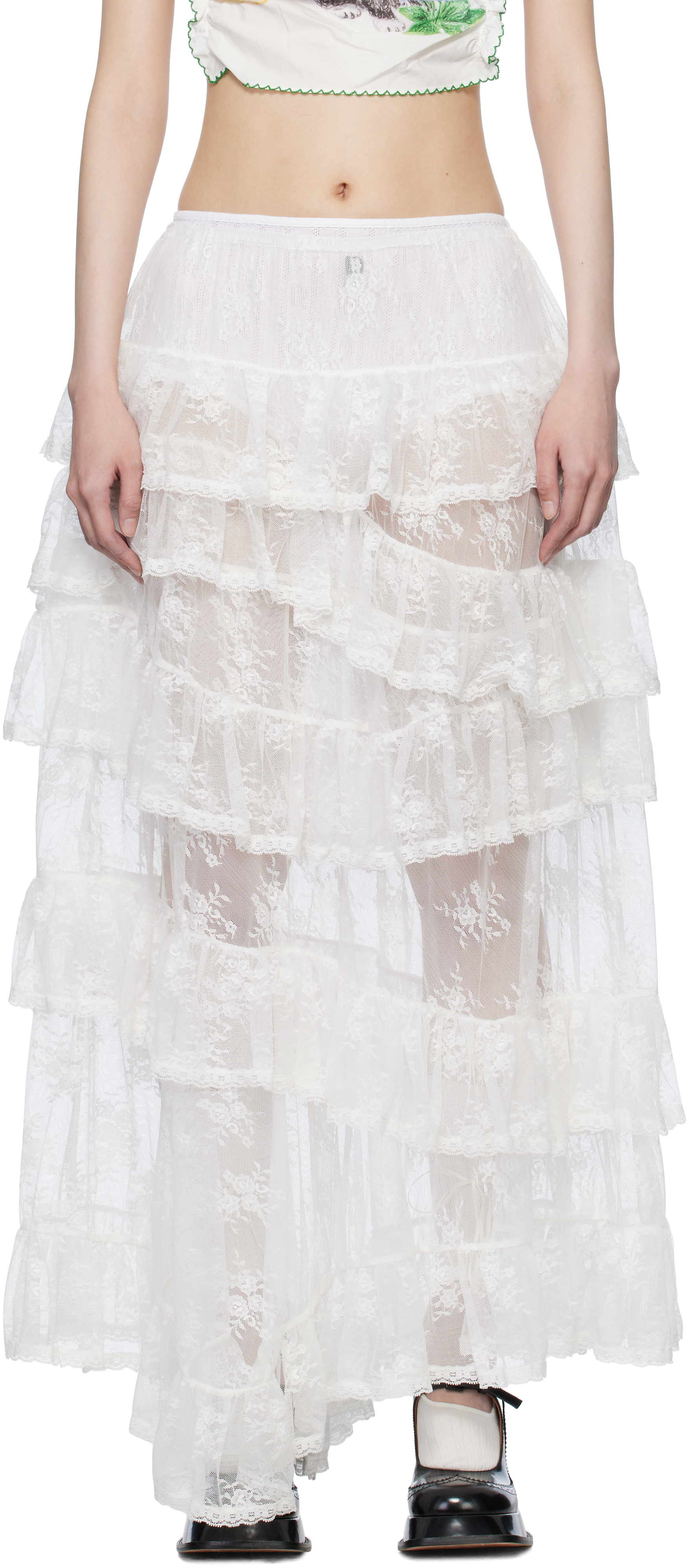 SSENSE Exclusive White Lace Trimmed Maxi Skirt