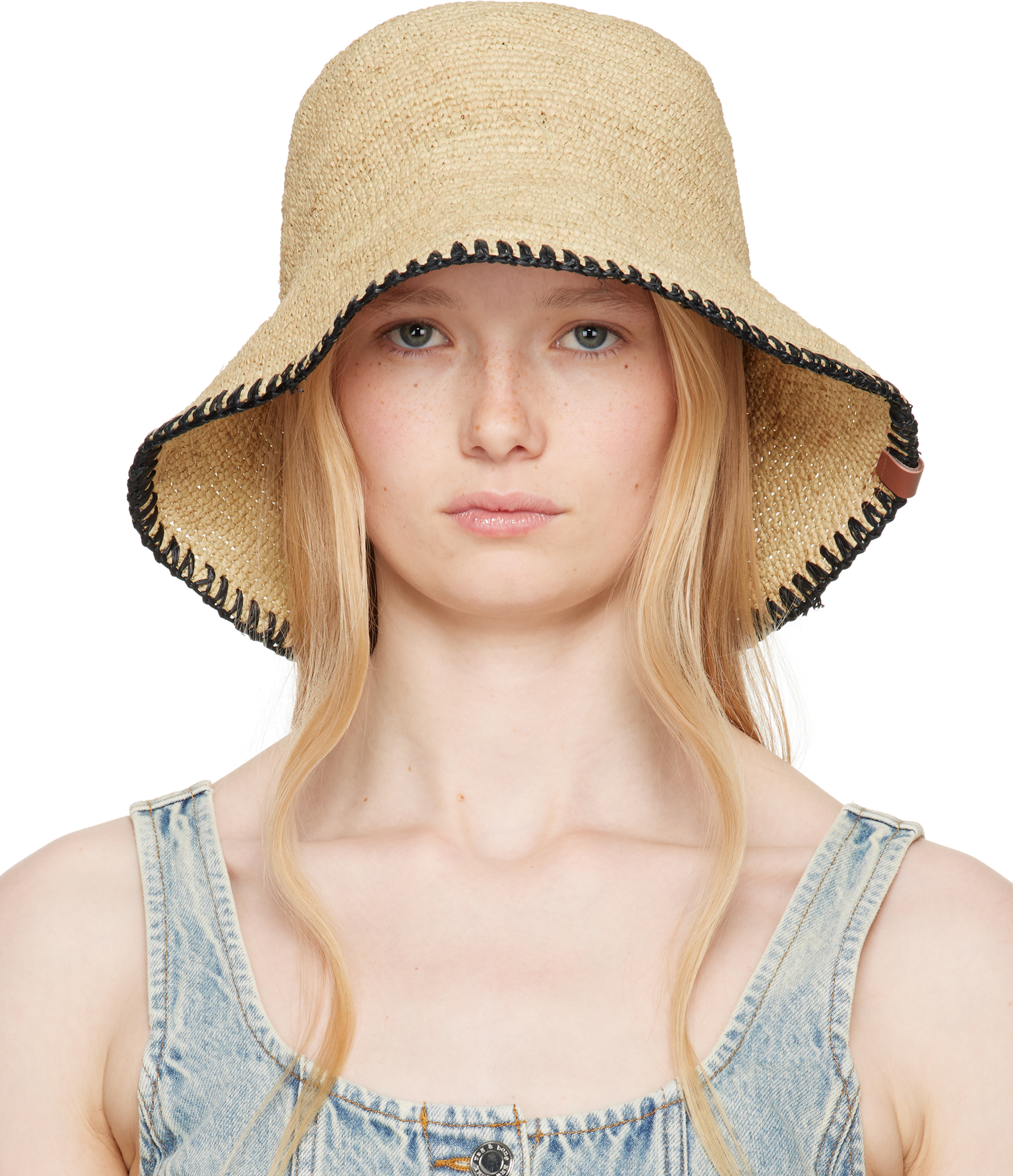 rag & bone Beige Jade Rollable Raffia Bucket Hat