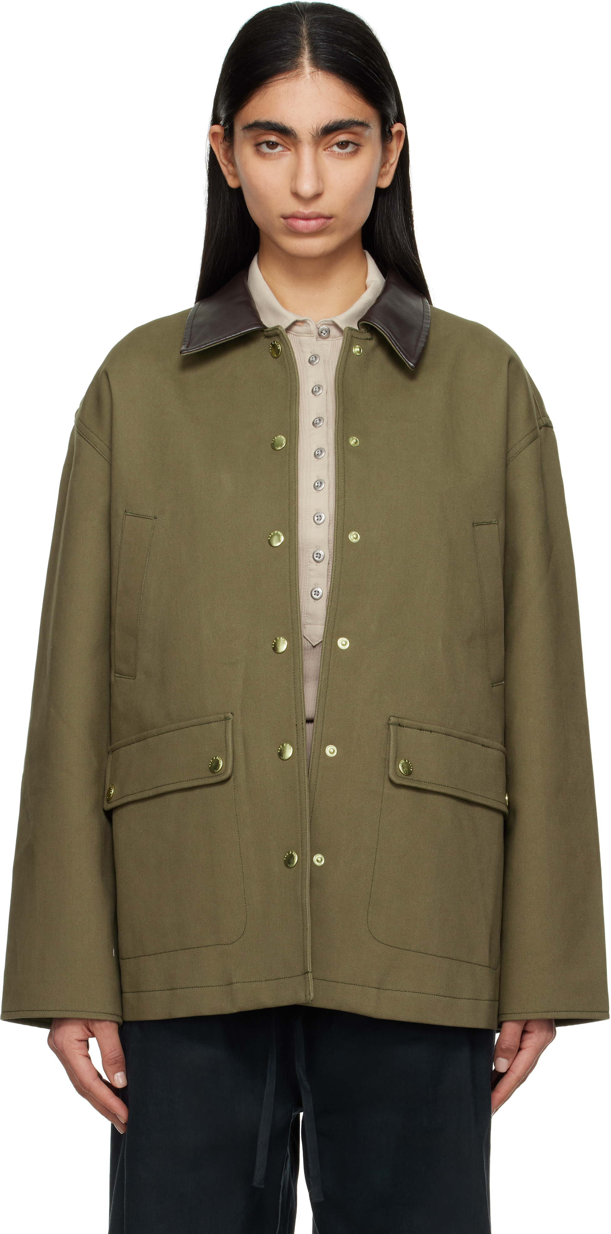 Shop Rag & Bone Khaki Cassidy Cotton Jacket In Army