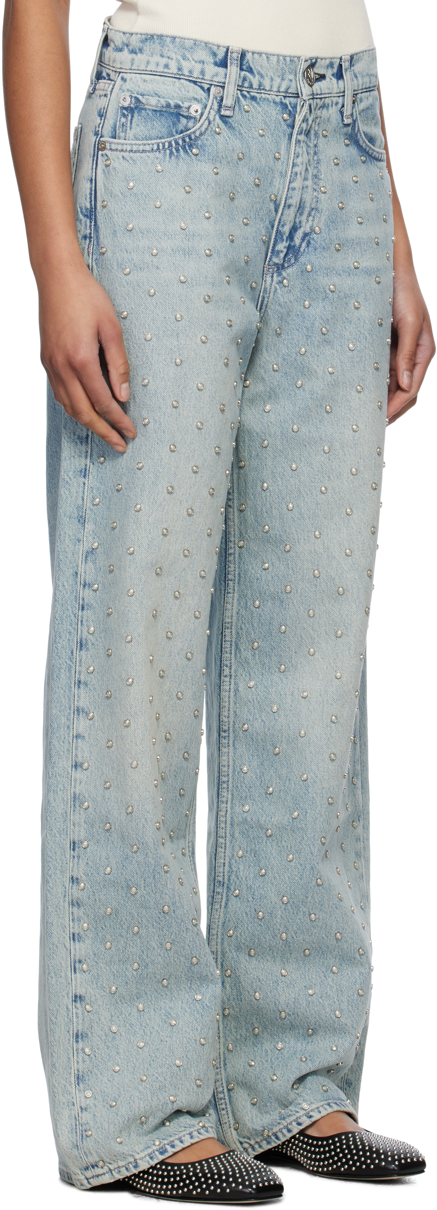 Rag & Bone Blue Shea Relaxed Straight Jeans In Blue