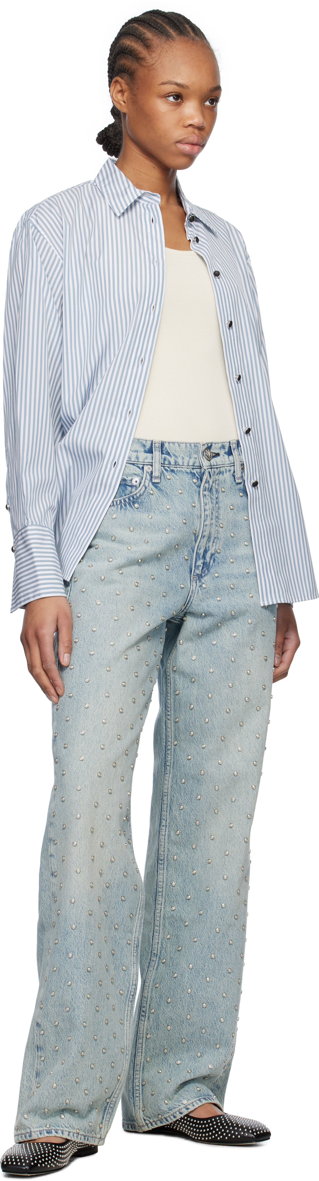 Rag & Bone Blue Shea Relaxed Straight Jeans In Blue