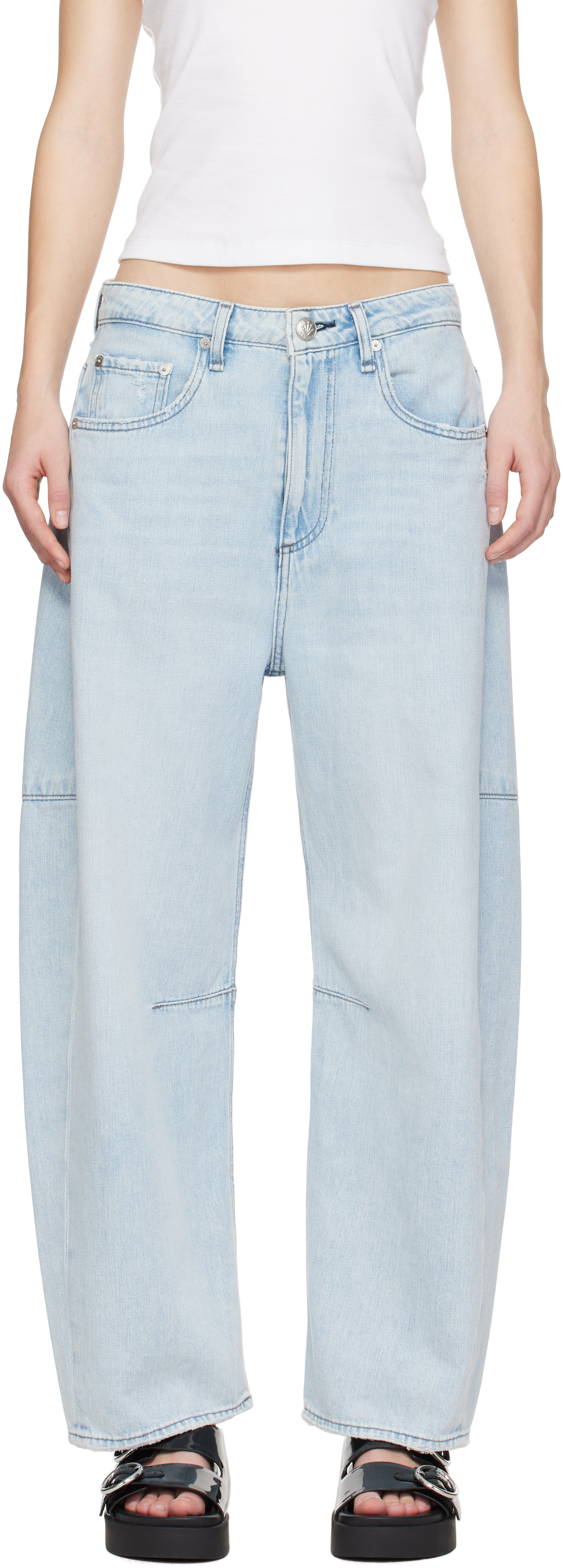 ◆BADBLOOD◆ Charlie Barrel Gin Light Blue w-jeans24-006 Blue Straight Charlie High-Rise Barrel Jeans by rag & bone
