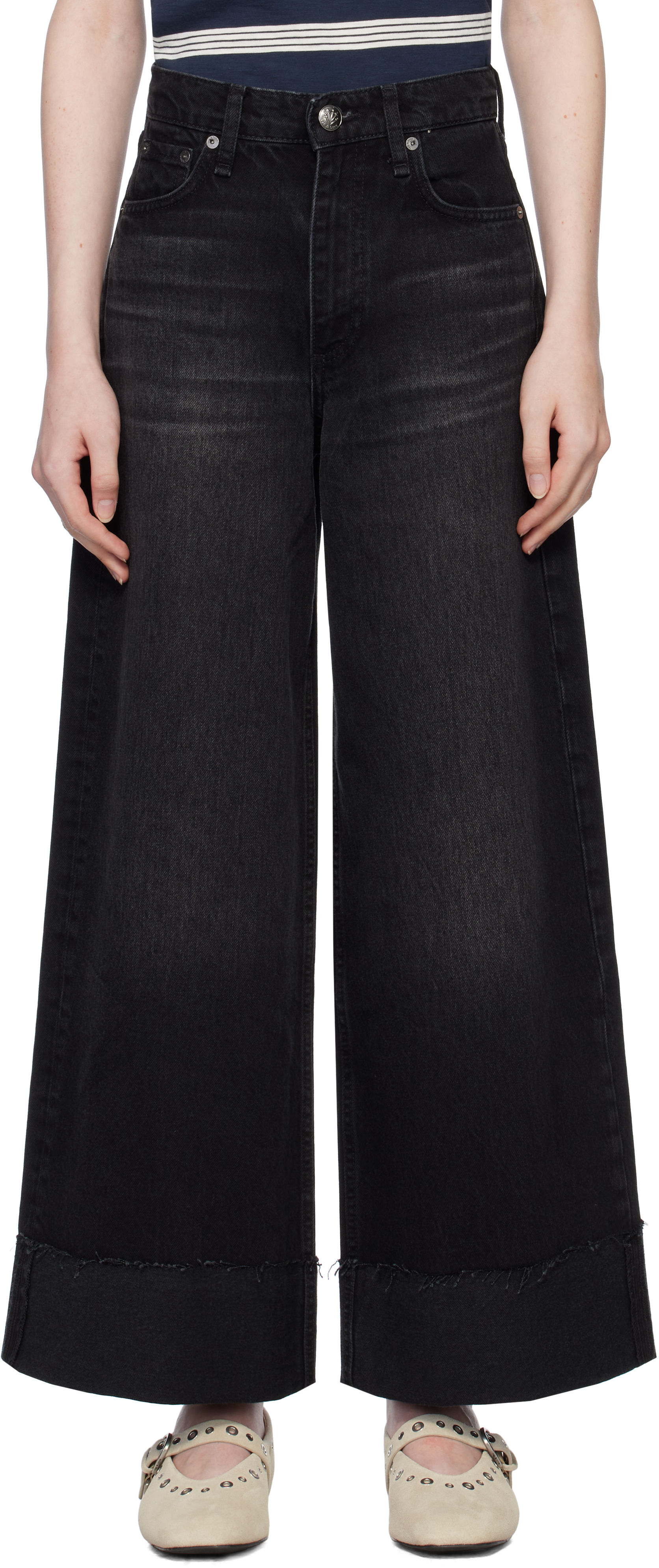 Black Sofie Ankle Wide Leg Jeans