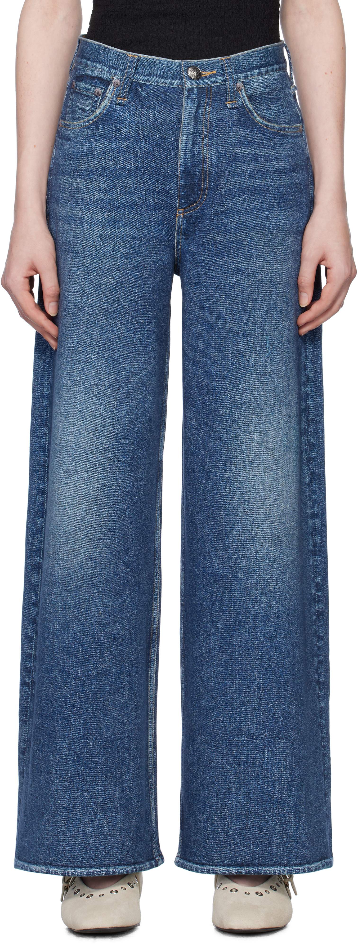 【関税込み】rag & bone ブルー Miramar ジーンズ rag & bone Women's Miramar Wide Leg Jeans, Valentina, Blue