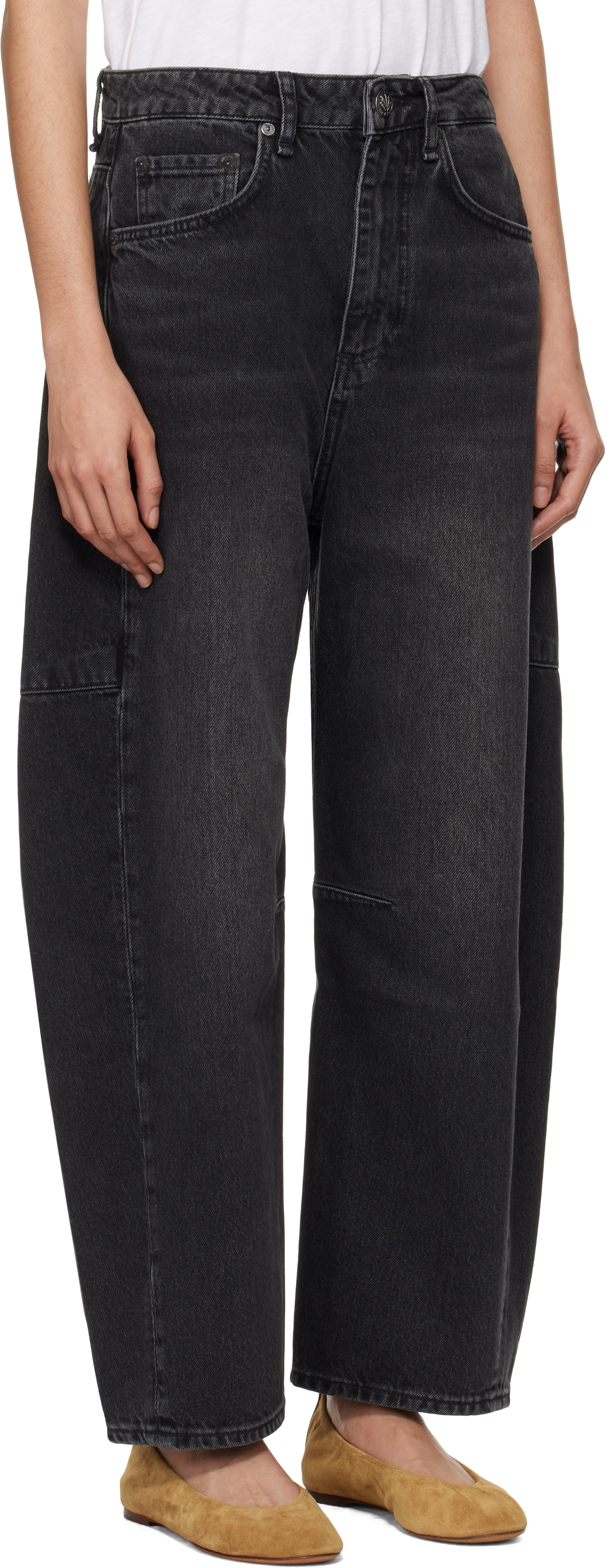 Rag & Bone Black 'the Charlie' High-rise Barrel Jeans In Blackstn