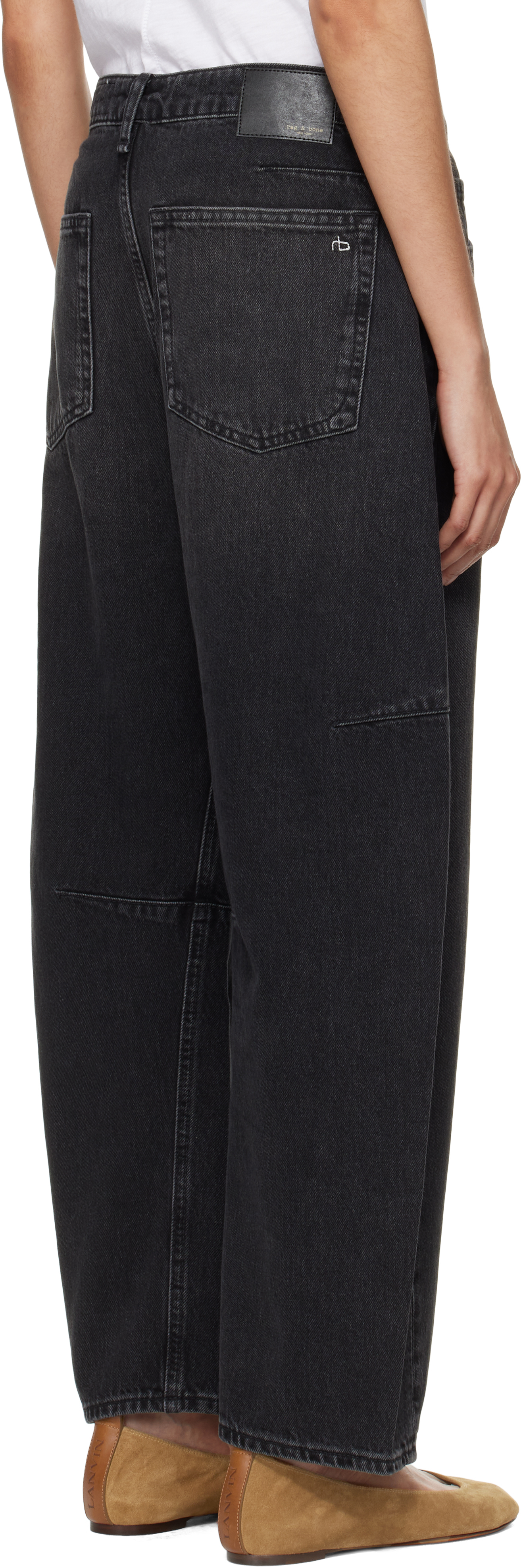 Rag & Bone Black 'the Charlie' High-rise Barrel Jeans In Blackstn