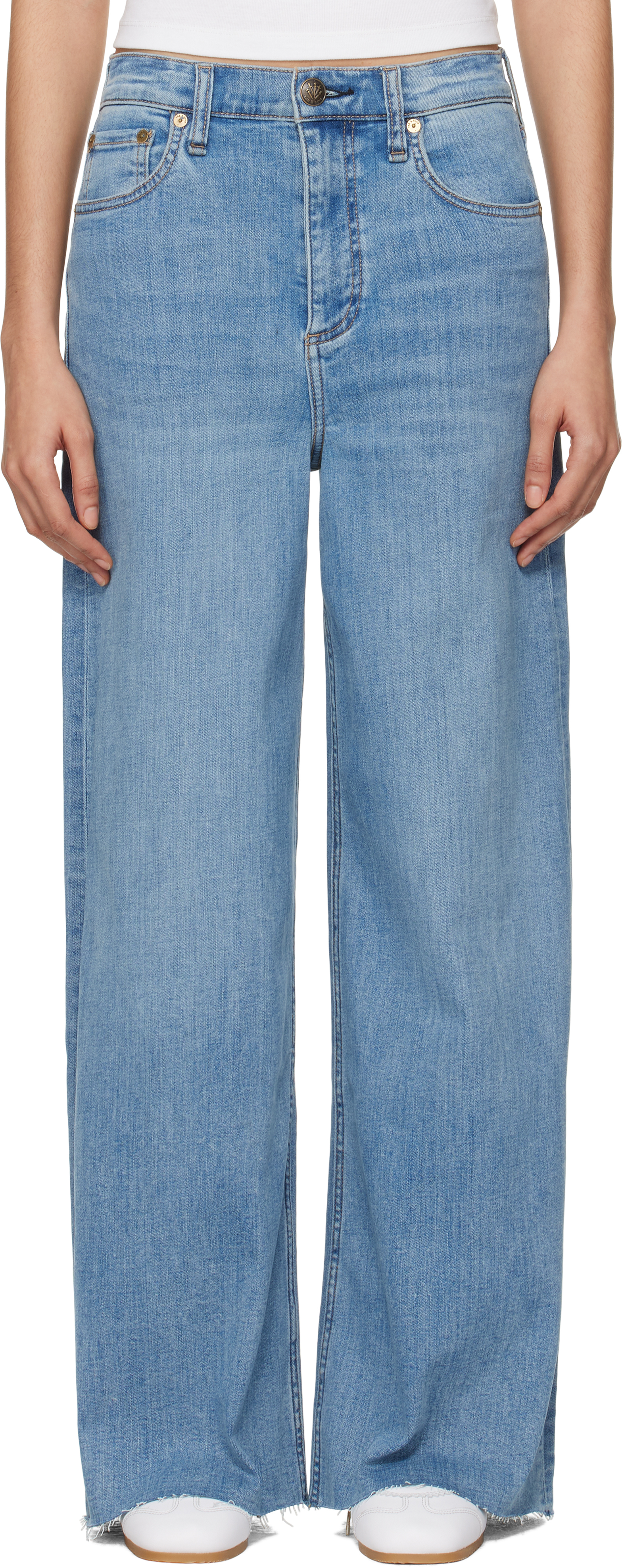 Blue 'The Sofie' High-Rise Ultra Wide Ankle Jeans