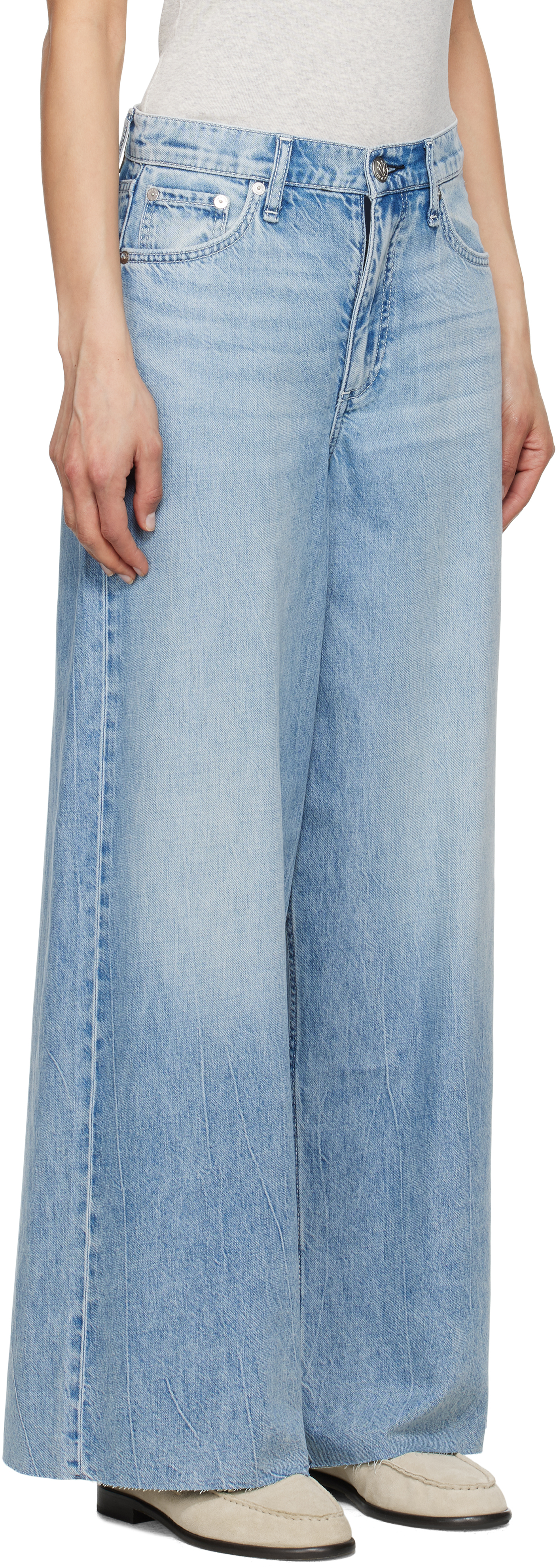 Rag & Bone Blue Wide Featherweight Sofie Jeans In Mira
