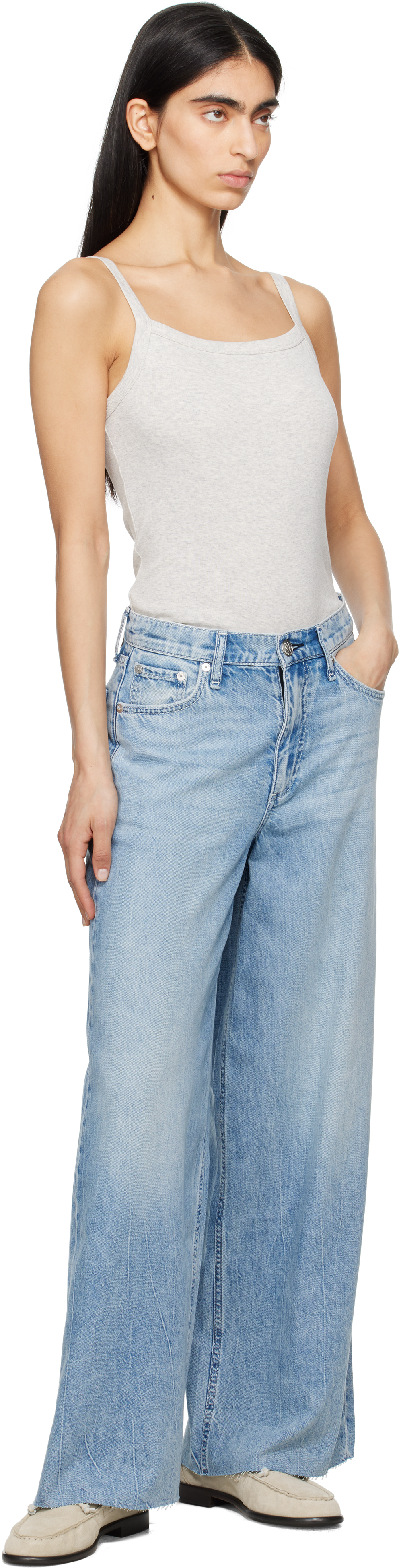 Rag & Bone Blue Wide Featherweight Sofie Jeans In Mira
