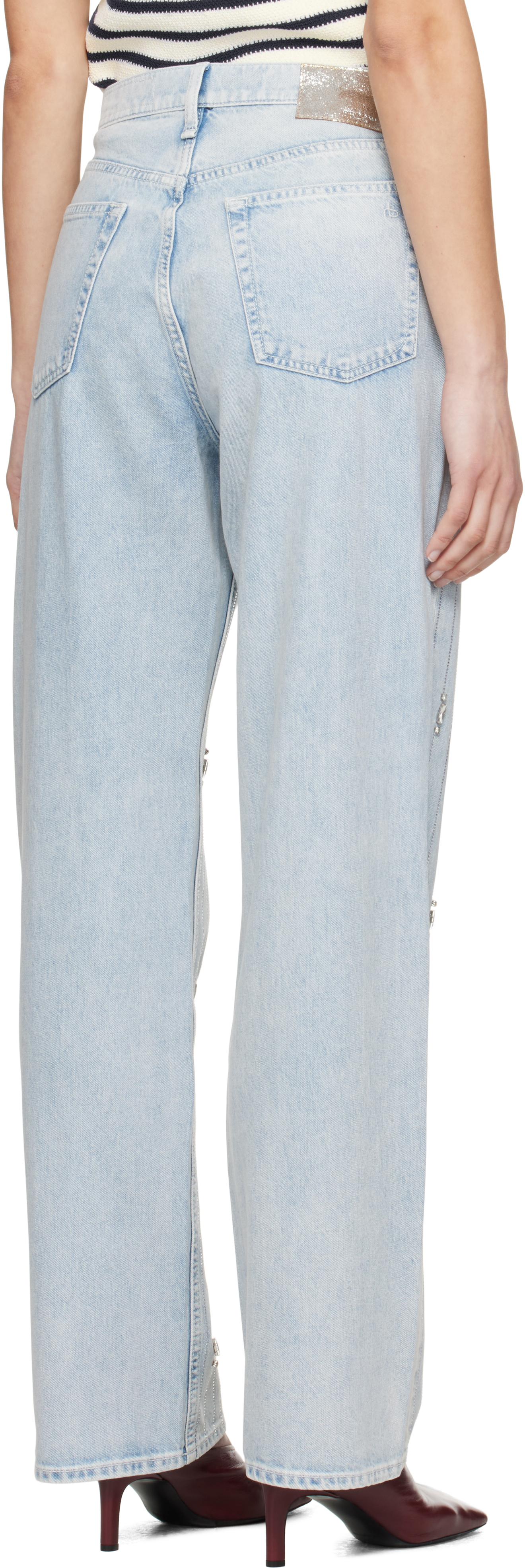 Rag & Bone Blue Shea Embellished Relaxed Straight Jeans In Aljwl