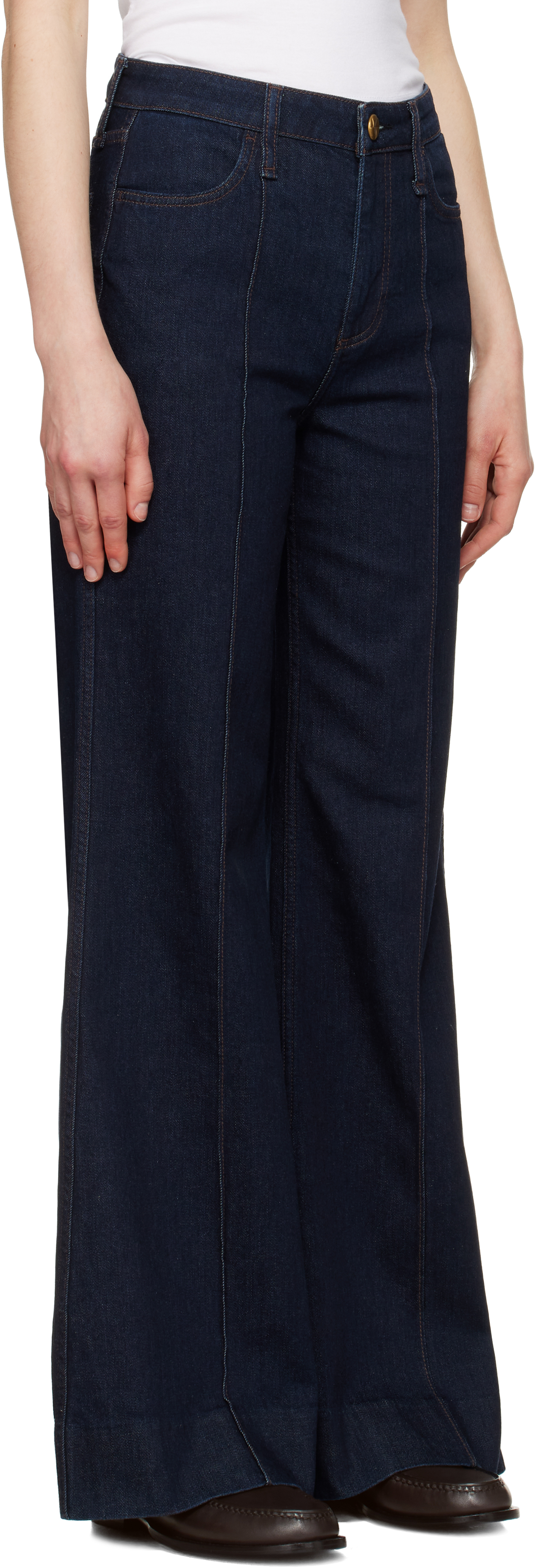 Rag & Bone Navy Wide Skylar High-rise Jeans In Rinse