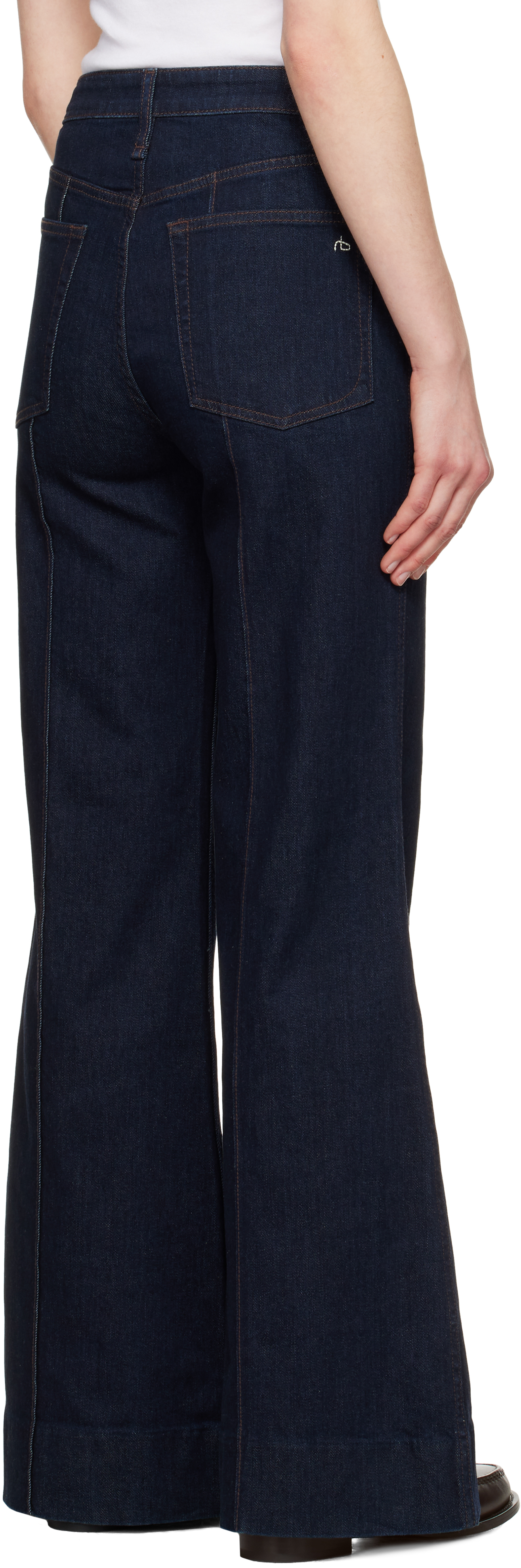 Rag & Bone Navy Wide Skylar High-rise Jeans In Rinse