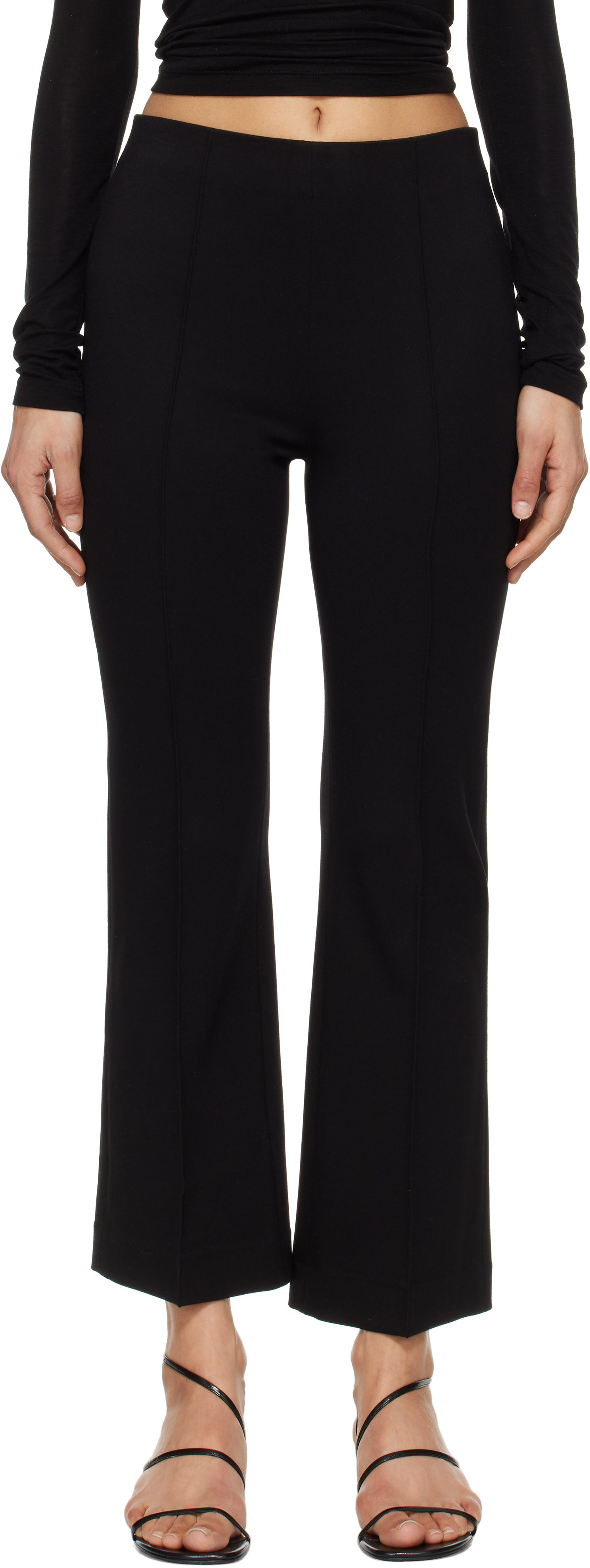 Black Irina Ponte Slim Fit Kick Flare Trousers