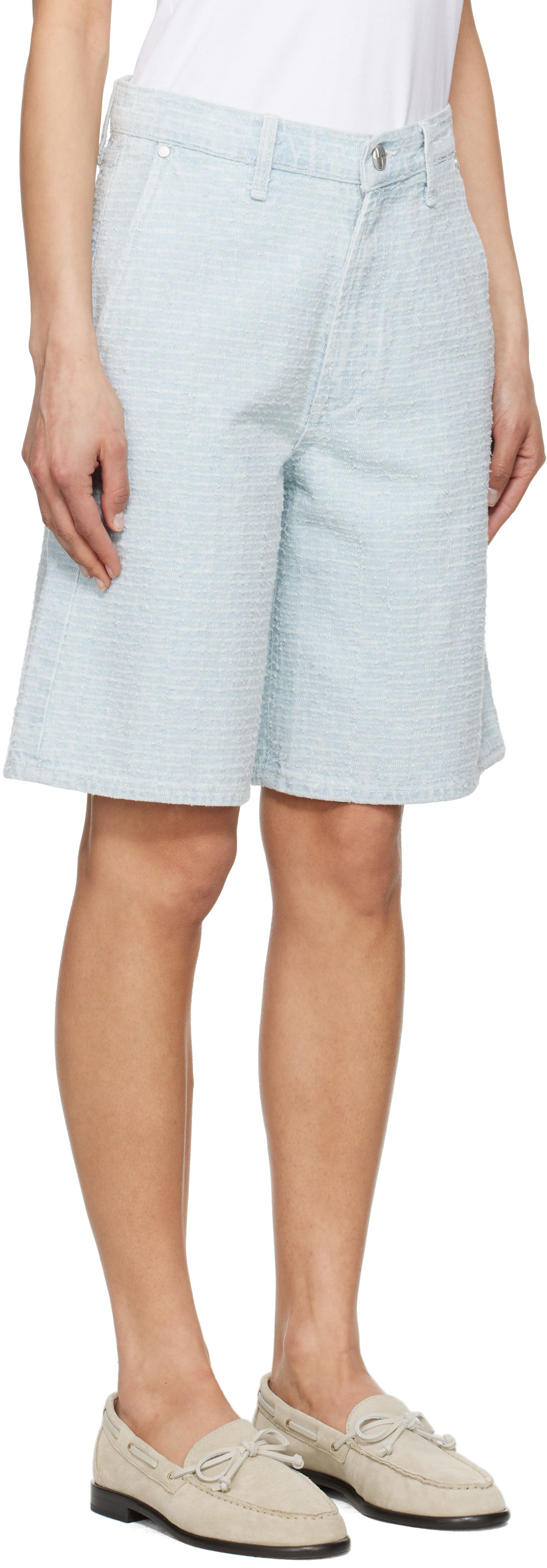Rag & Bone Blue Tailored Mckenna Textured Denim Shorts In Sktwd