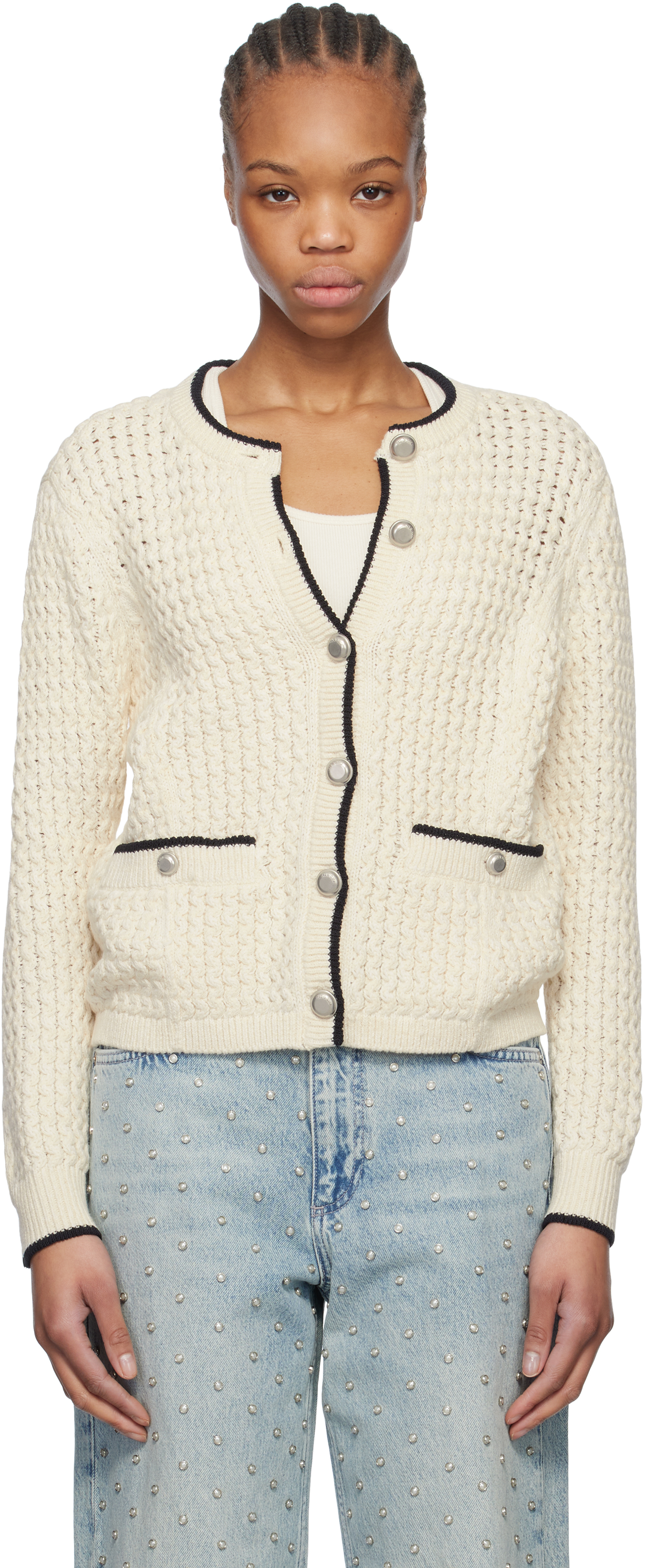 Rag & Bone Off-white Daria Cardigan In Marsh