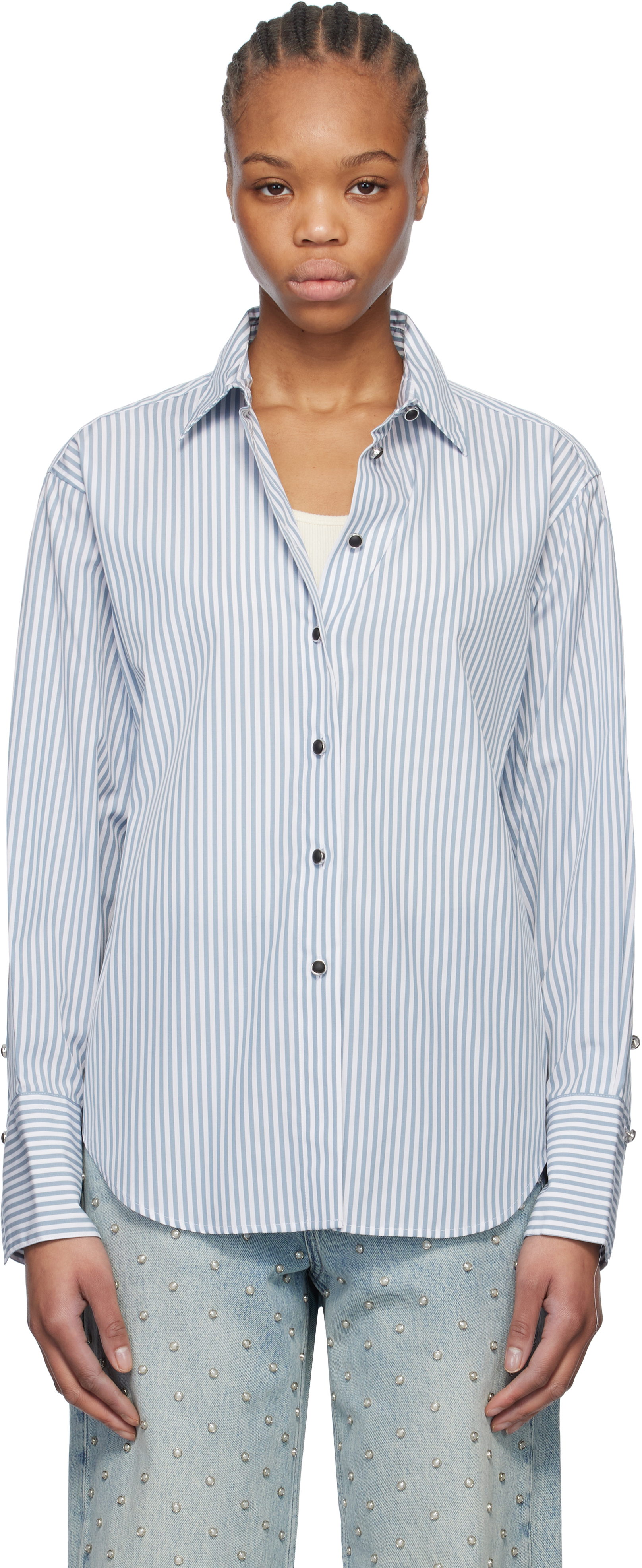 Blue 
White Eve Striped Shirt